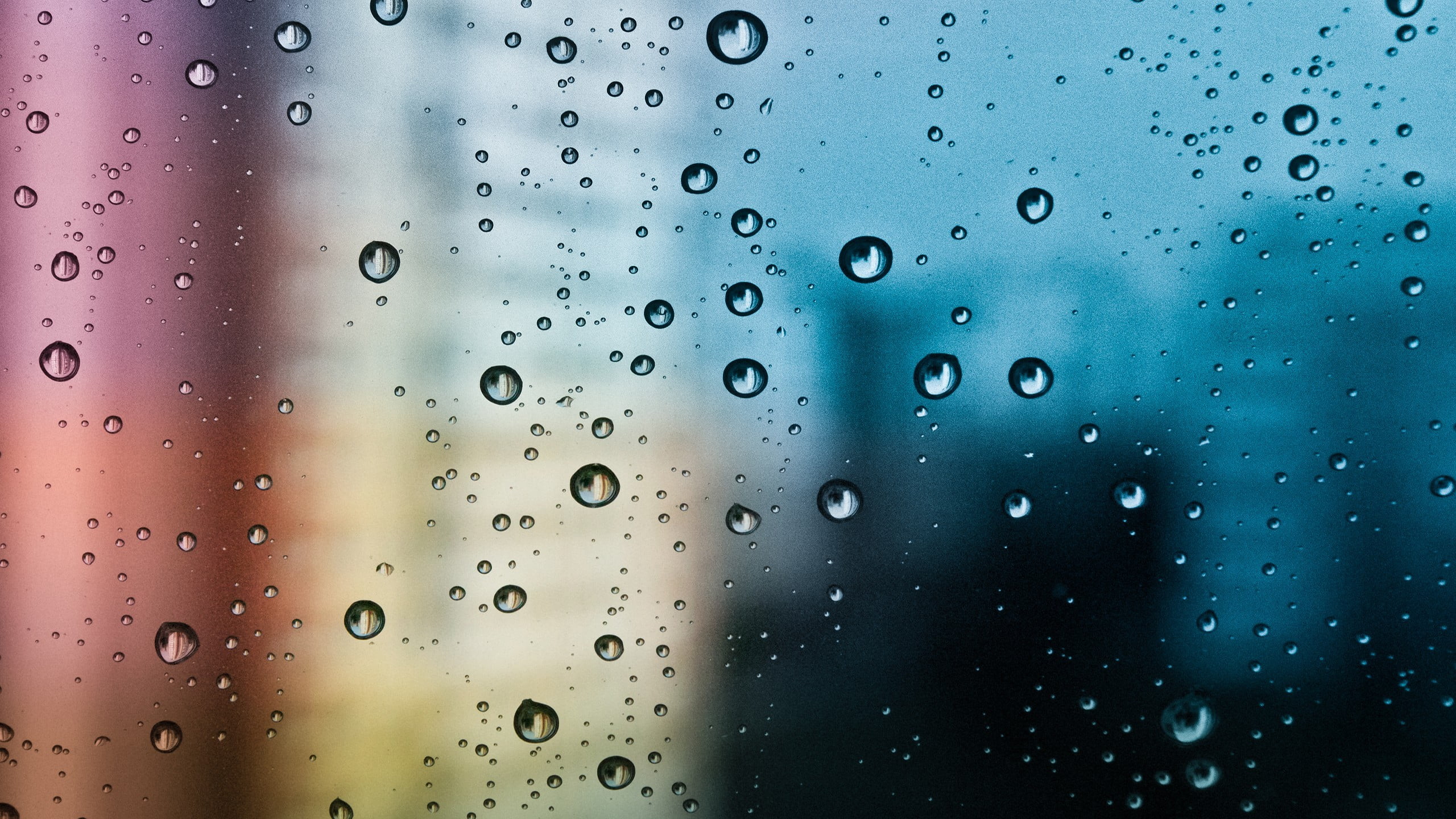 water dewdrops, glass, surface, texture, 2560x1440, rain, wet