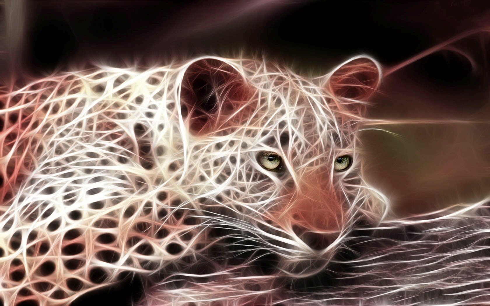 3d, animals, digital art, fractalius, leopard