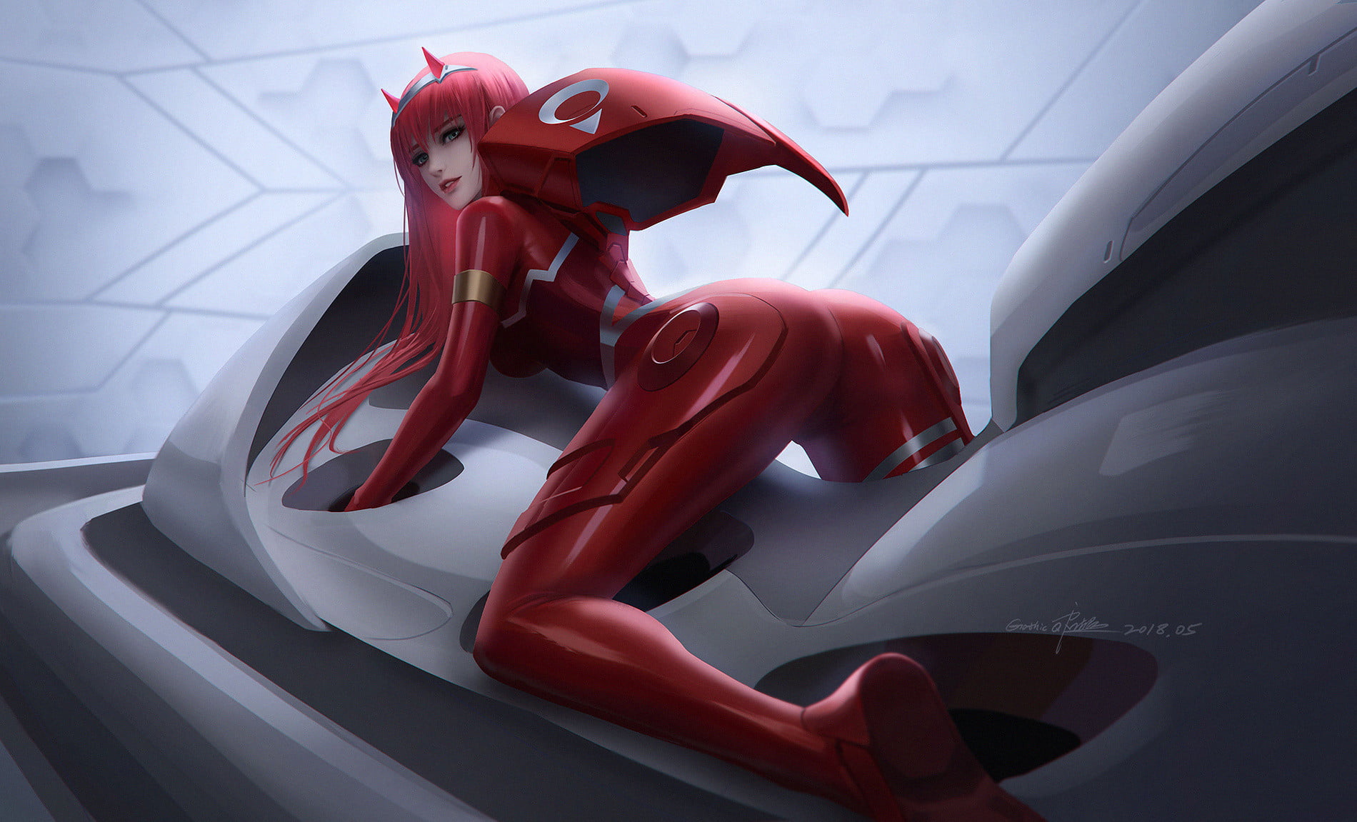 red anime character wallpaper, Zero Two (Darling in the FranXX)