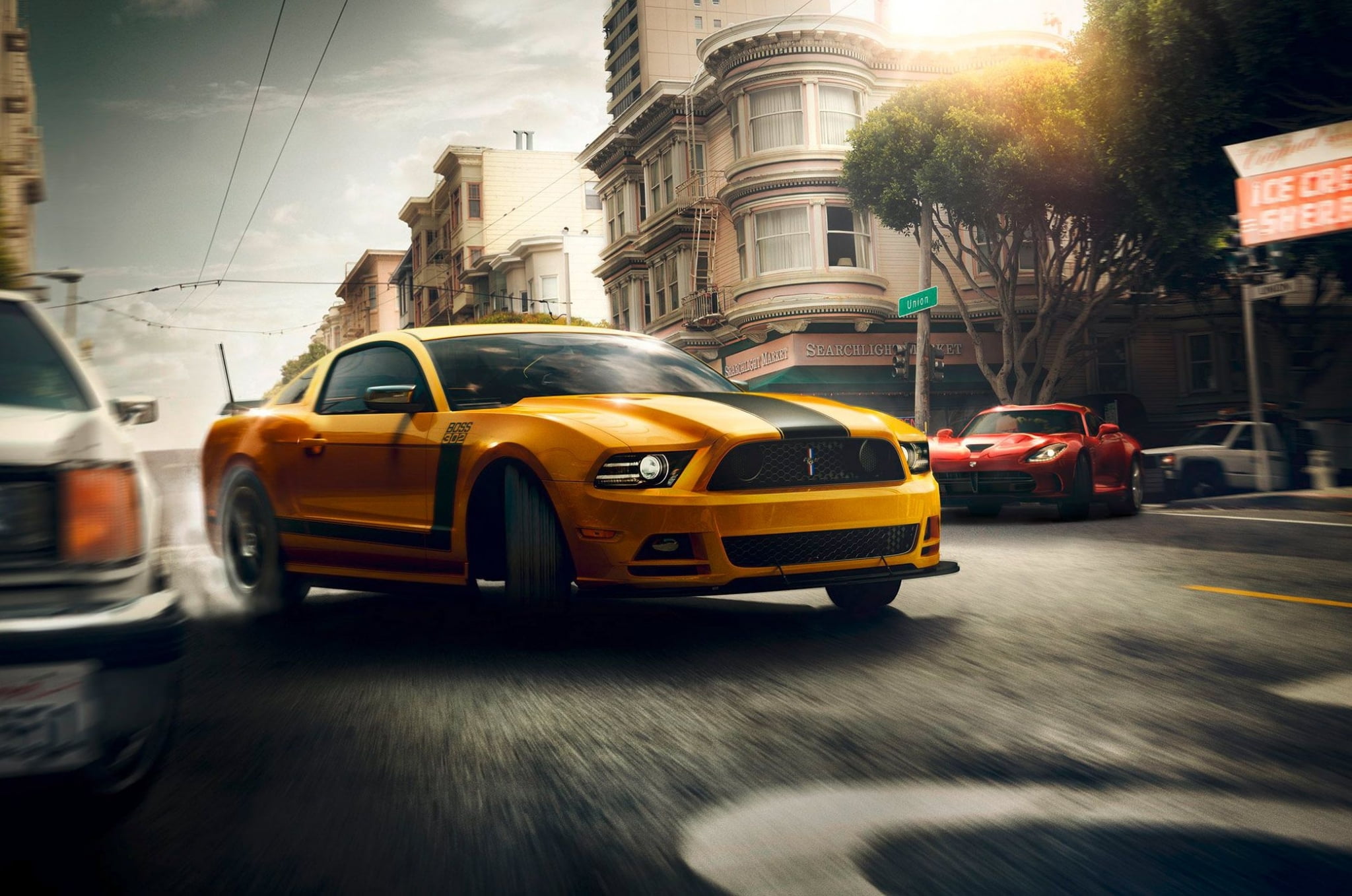 yellow and black coupe, Mustang, Ford, Muscle, Dodge, Red, Car