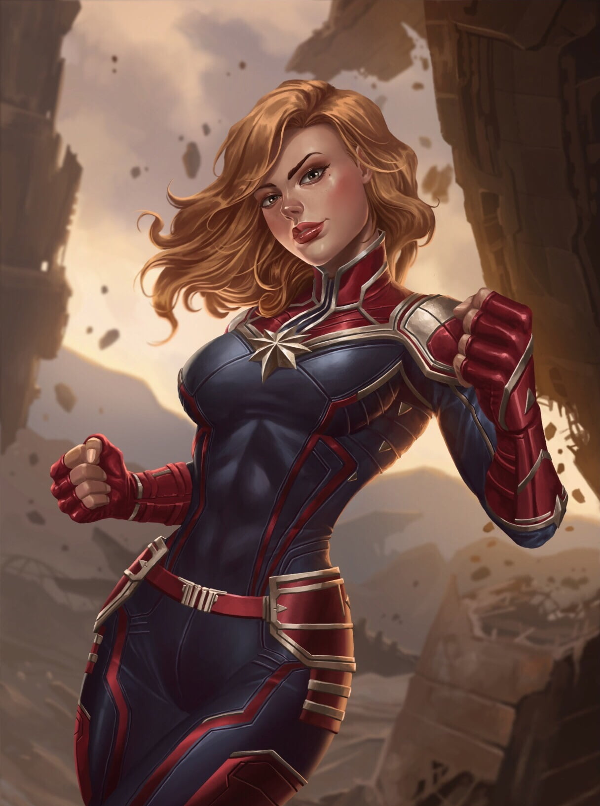 Captain Marvel, Carol Danvers, Marvel Comics, bodysuit, beauty