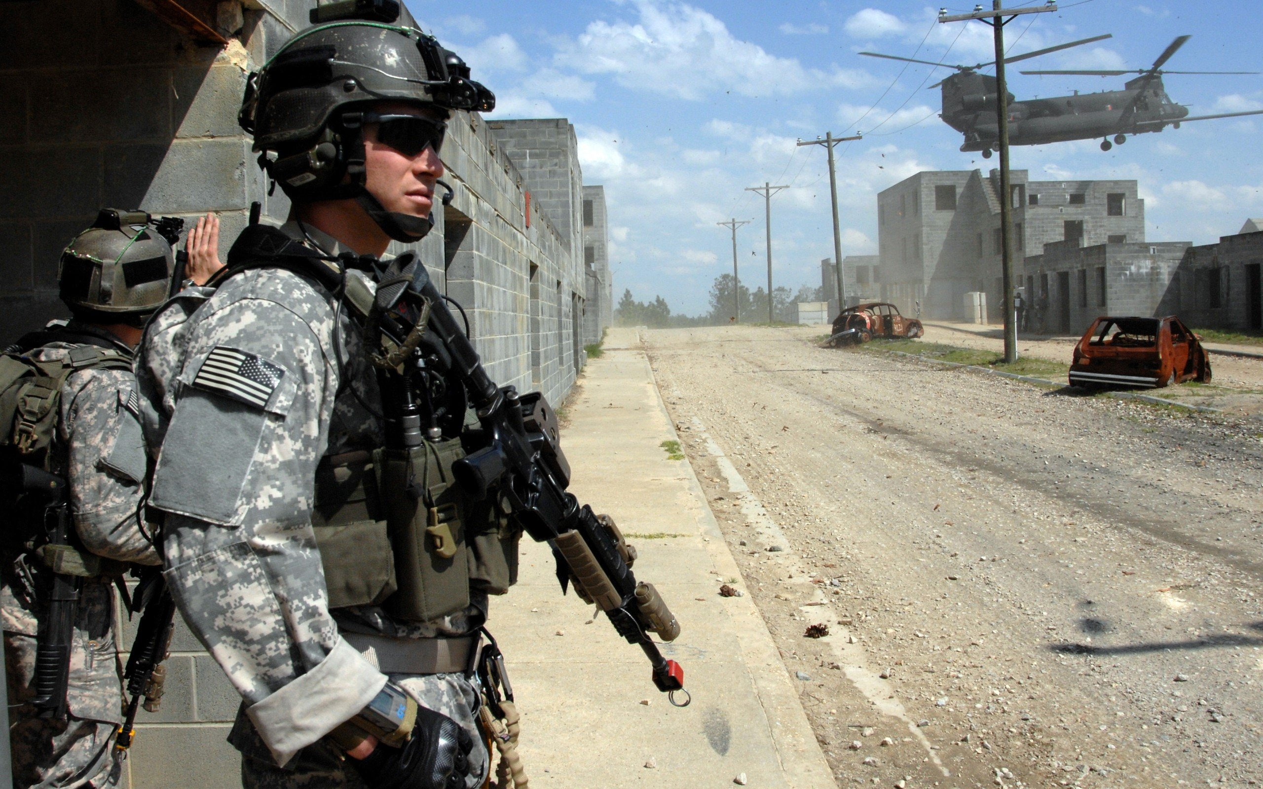 american, army, gun, soliders, street