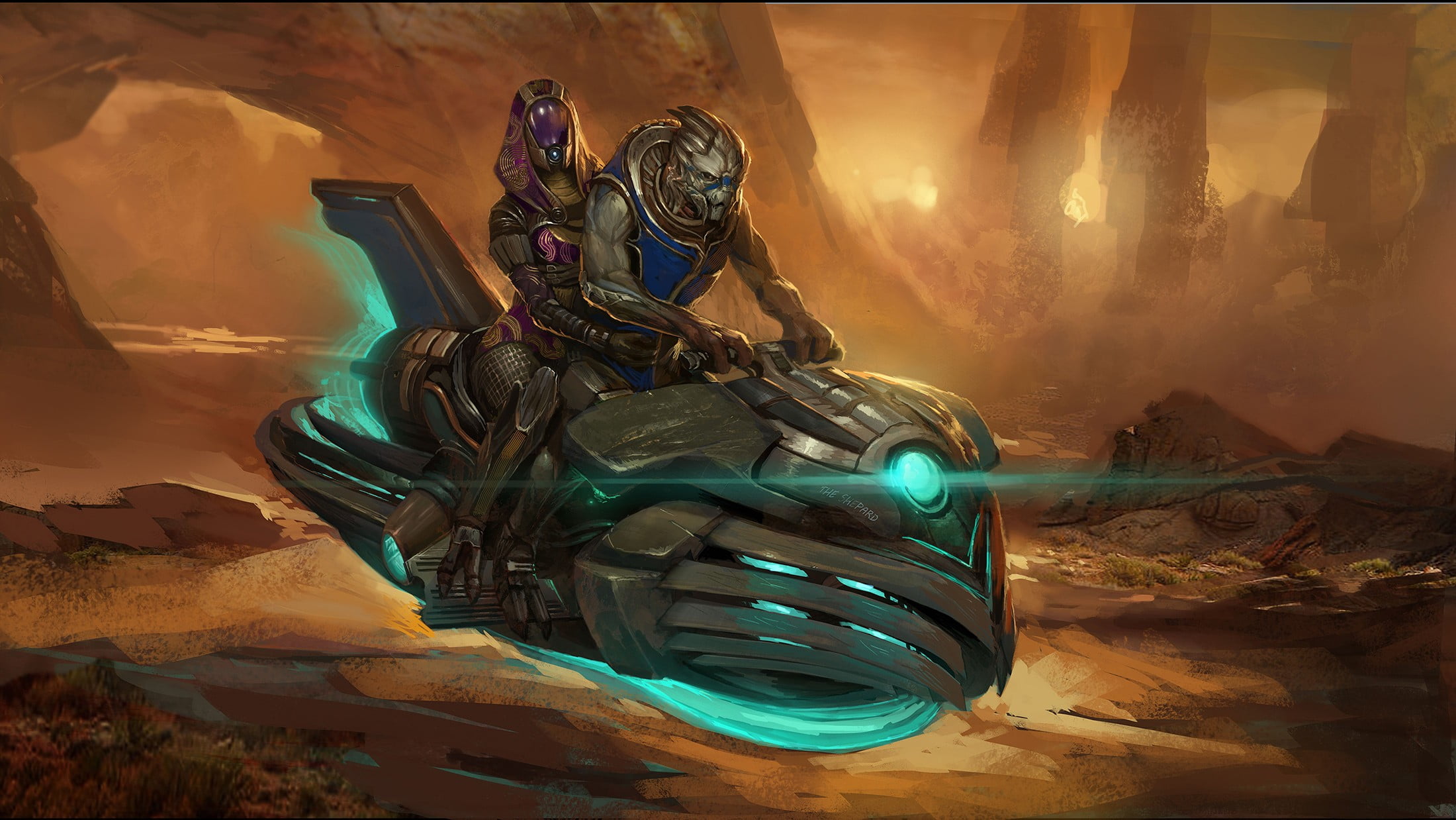 animated illustration, science fiction, Mass Effect, Tali'Zorah