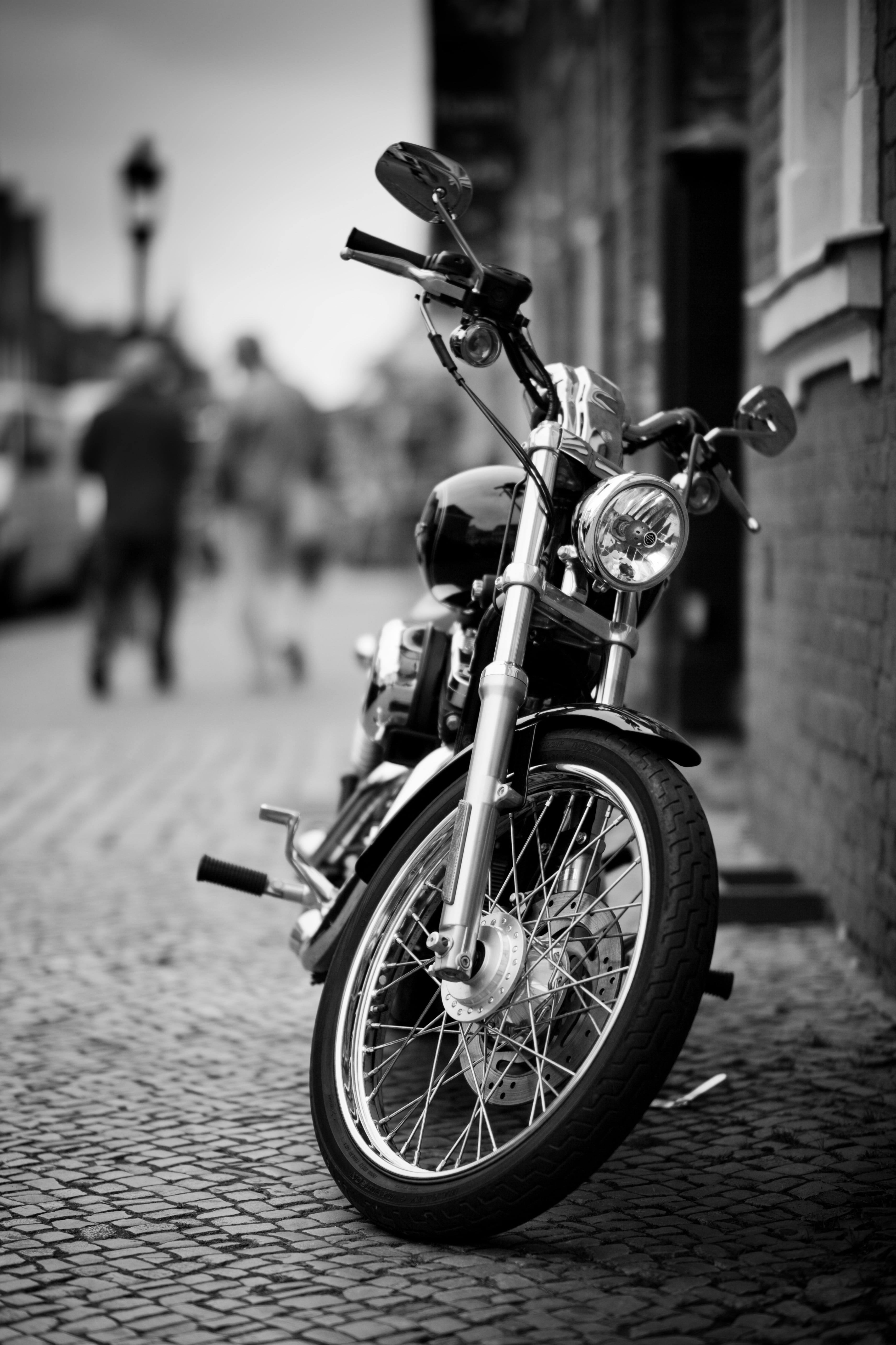 black and white photo of a motorcycle, bike, motorrad, chopper