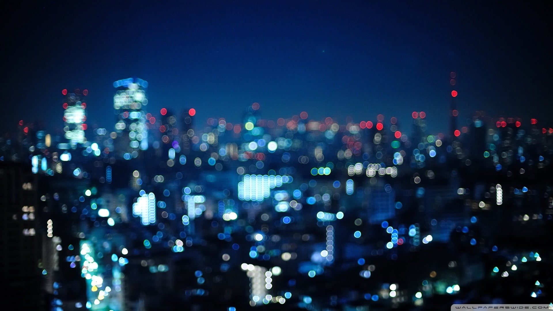 lighted high-rise buildings, city, bokeh, night, cityscape, city lights