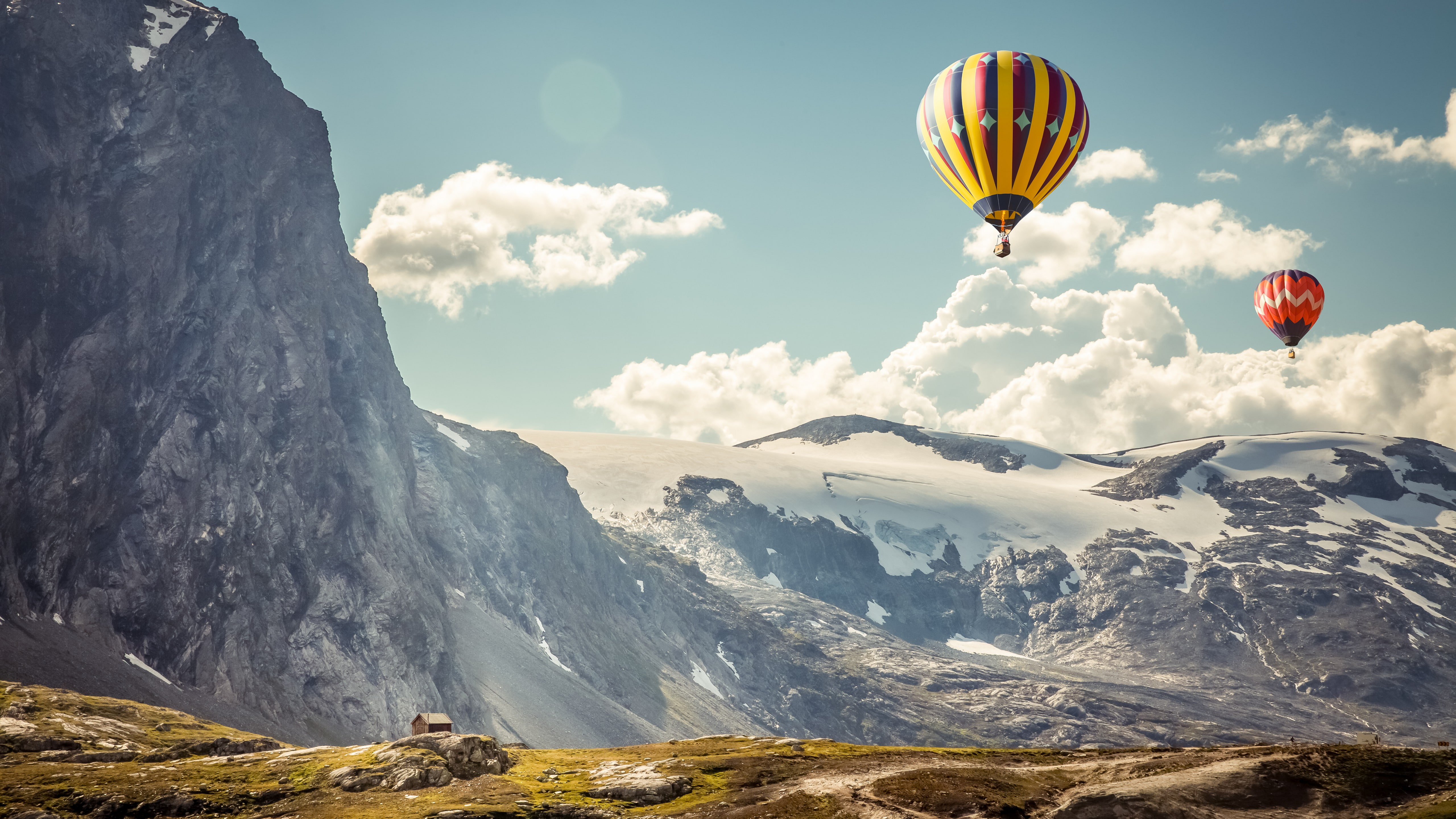 yellow and red hot air balloons during day time, Iceland, 4k