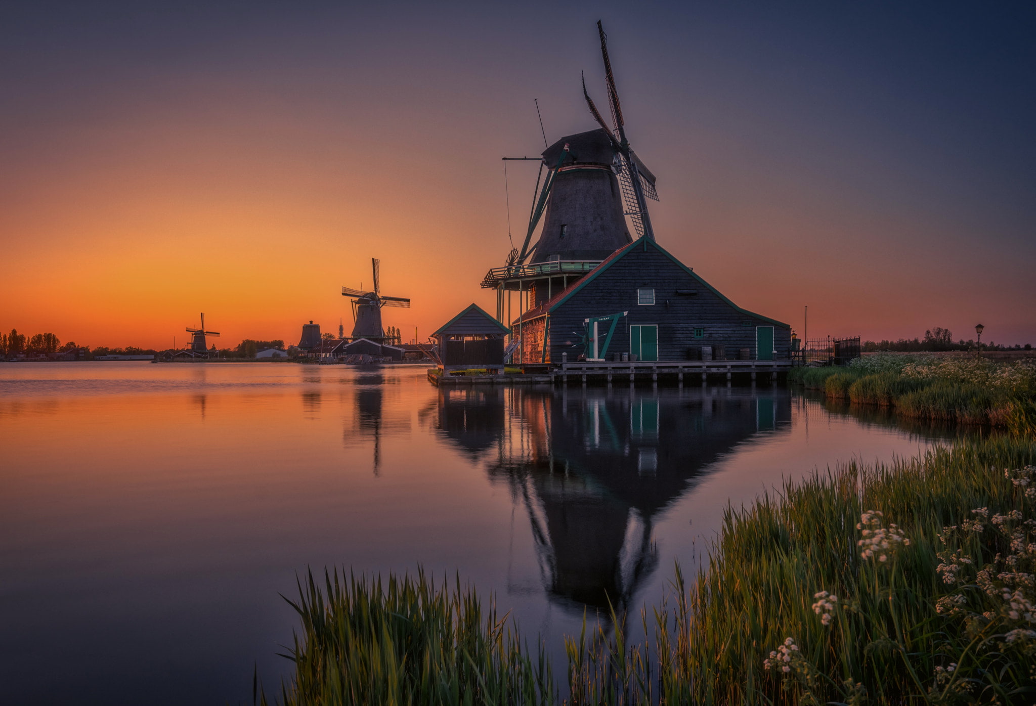 Holland, landscape, Remo Scarfò, sky, Windmill