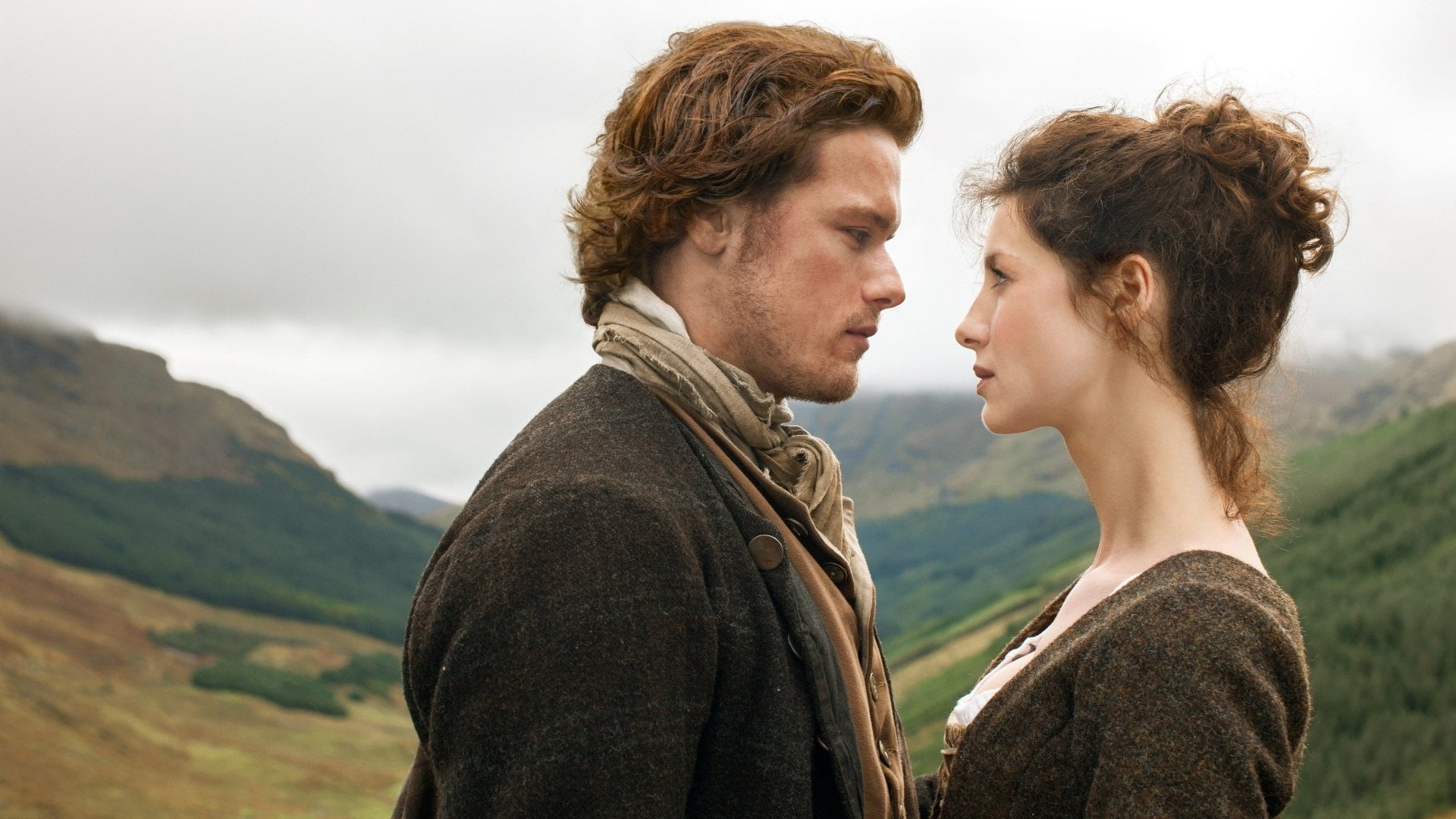 TV Show, Outlander, two people, adult, couple - relationship
