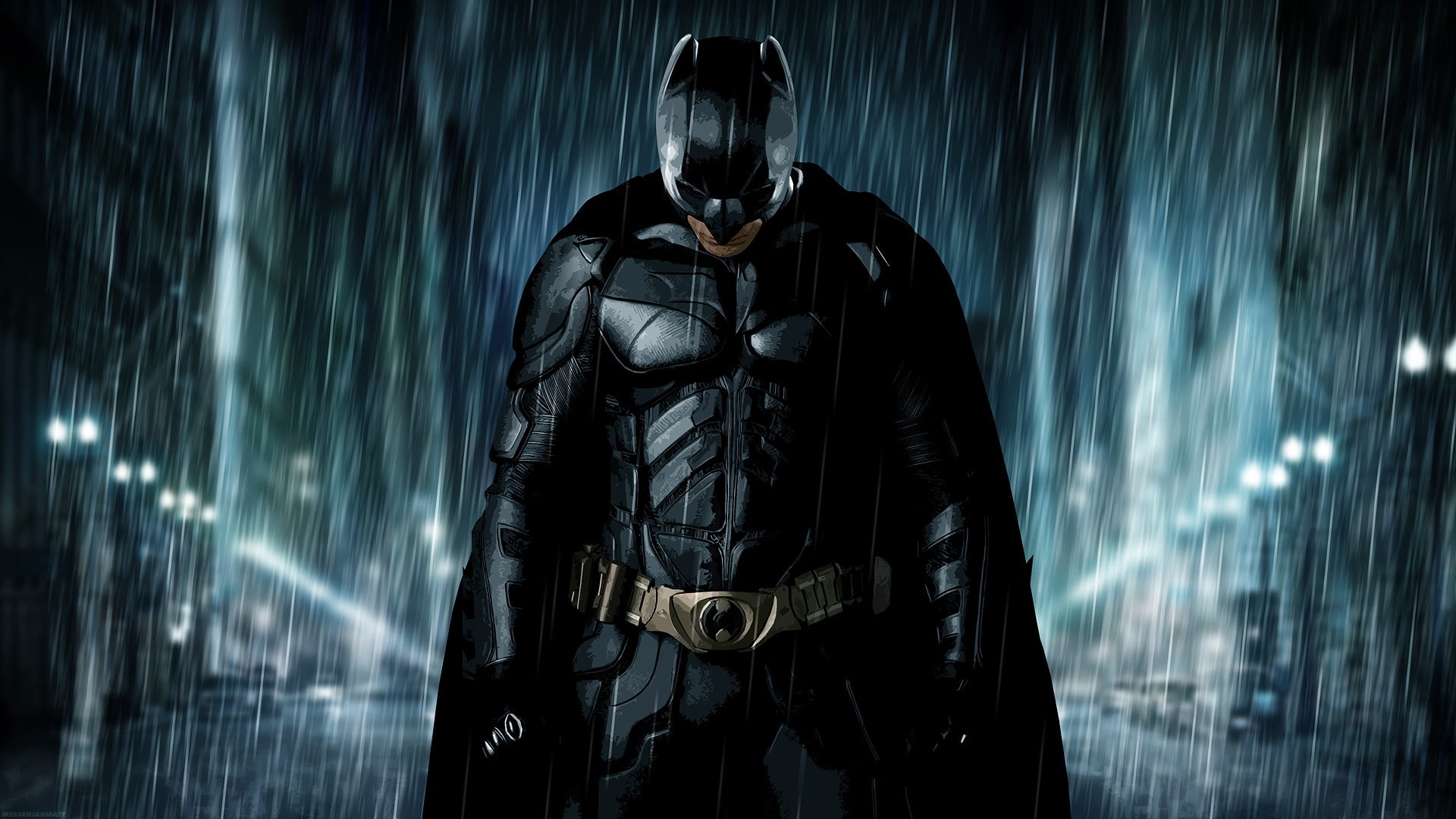 Batman, rain, superhero, MessenjahMatt, people, The Dark Knight