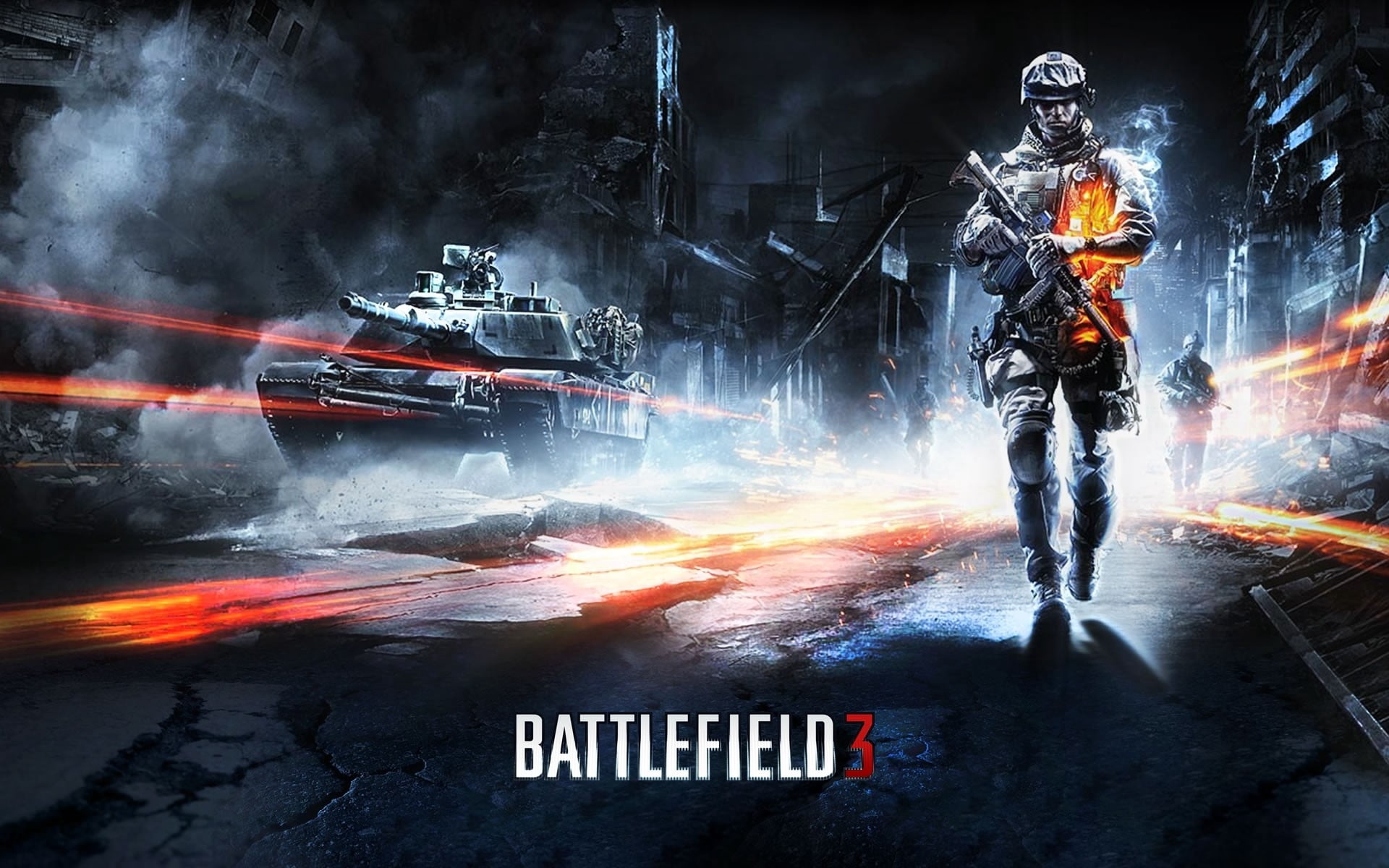 Battlefield 3 poster, tank, city, road, fire - Natural Phenomenon