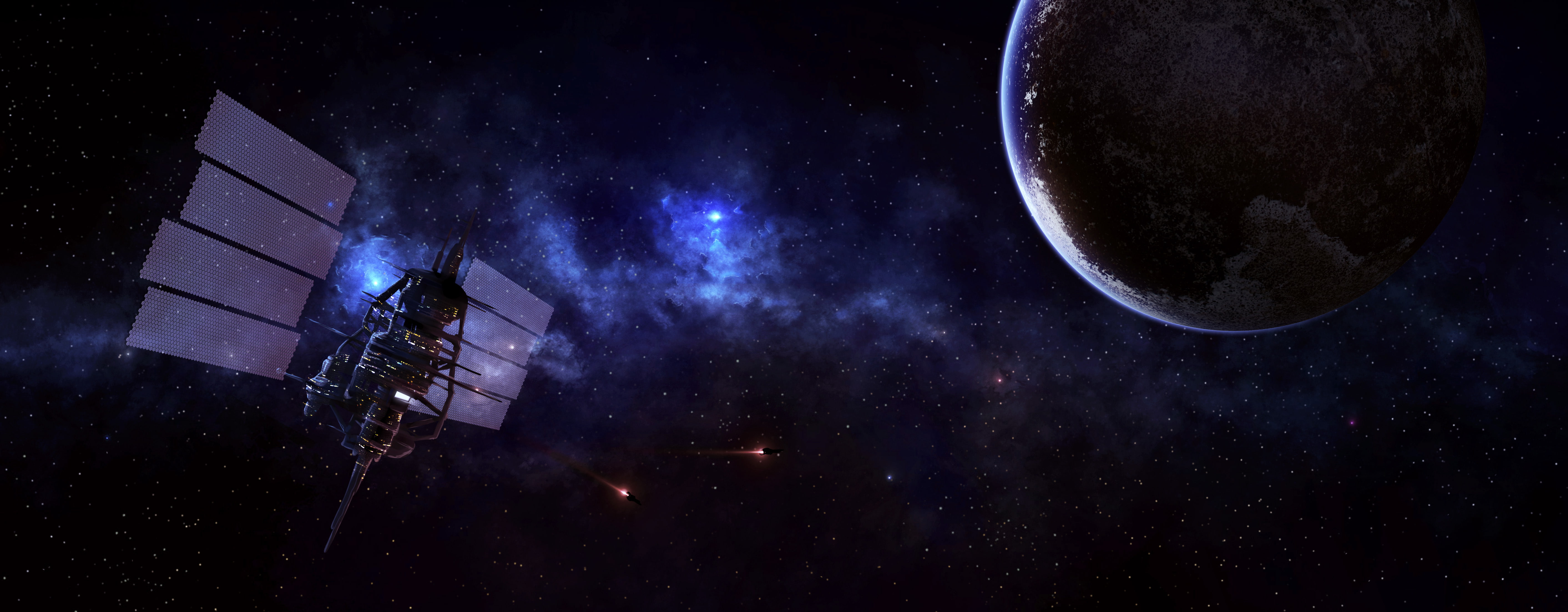 Free download | HD wallpaper: planet, stars, space station, spaceships ...