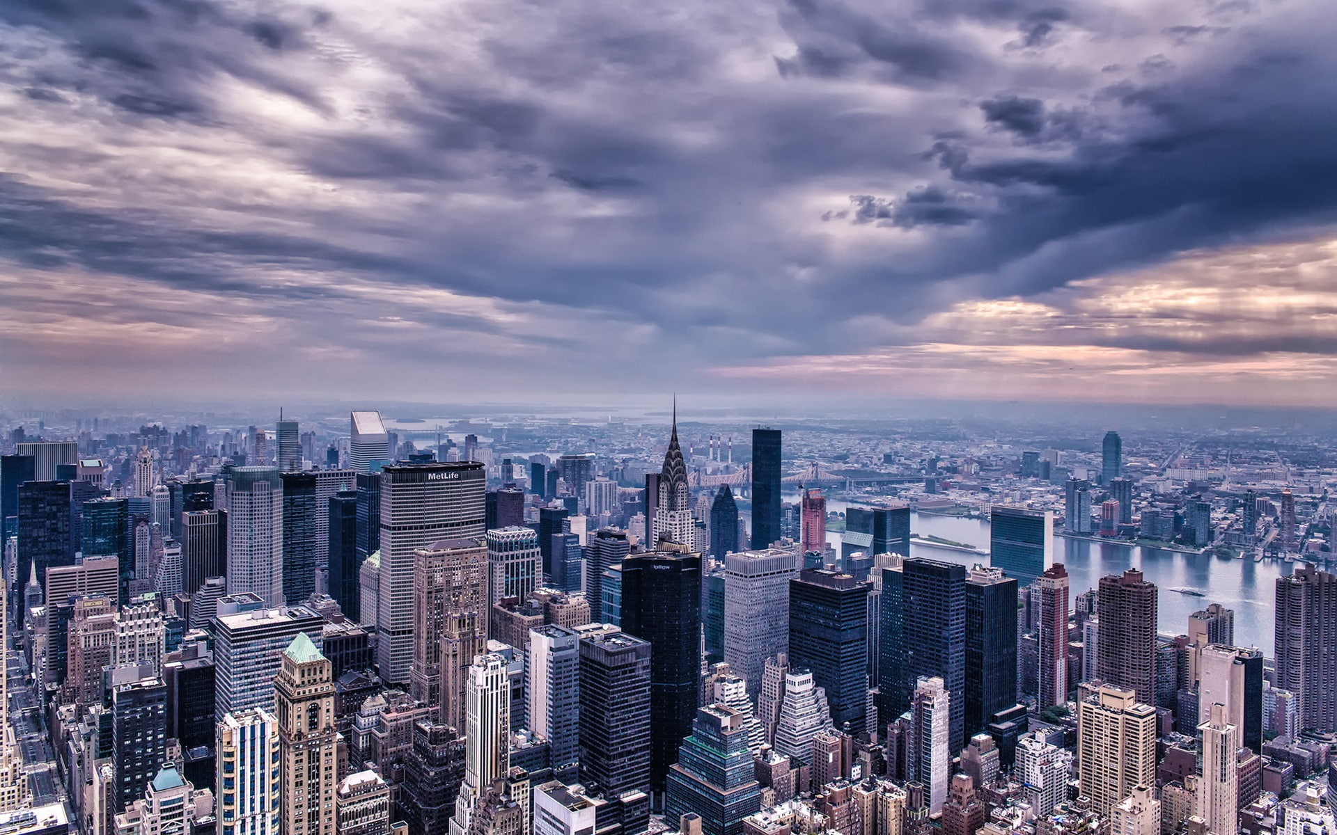 New York City, USA, Manhattan, skyscrapers, buildings, houses, twilight