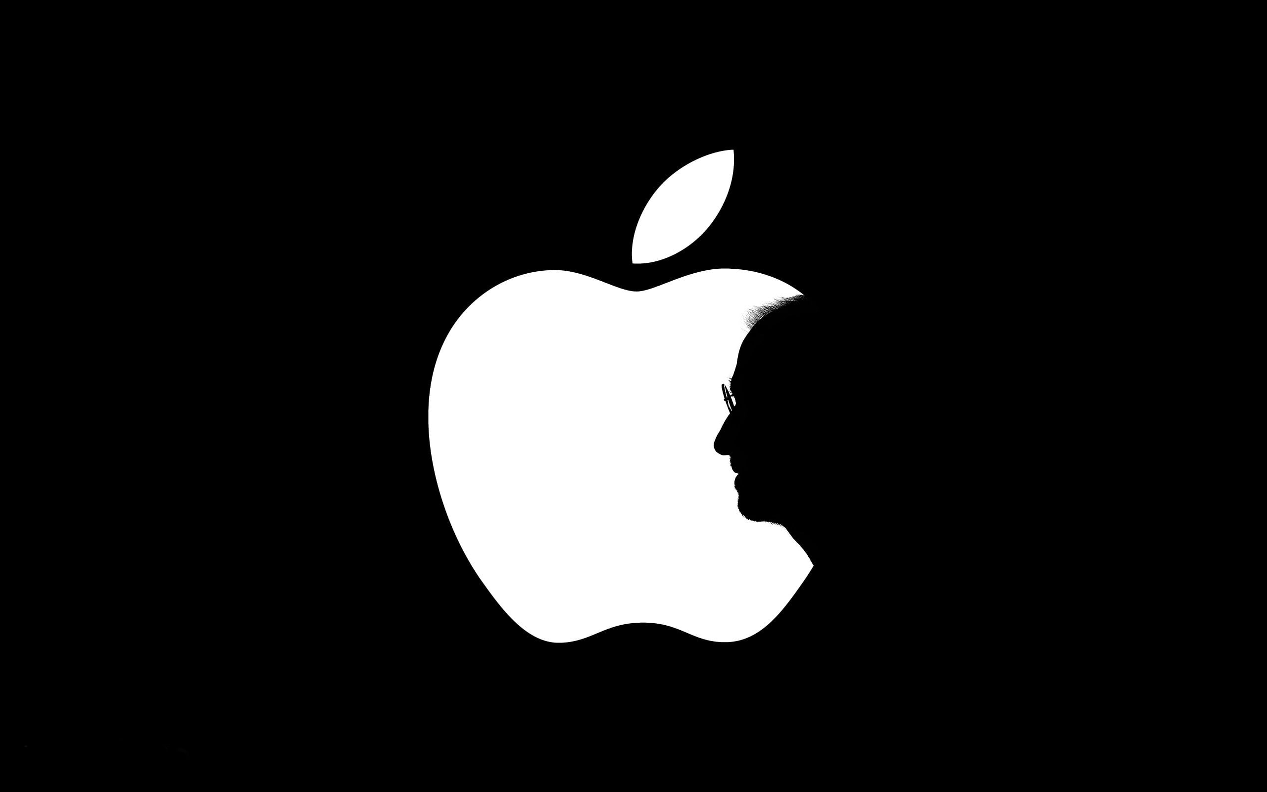 apple inc monochrome steve jobs logos black background Technology Apple HD Art