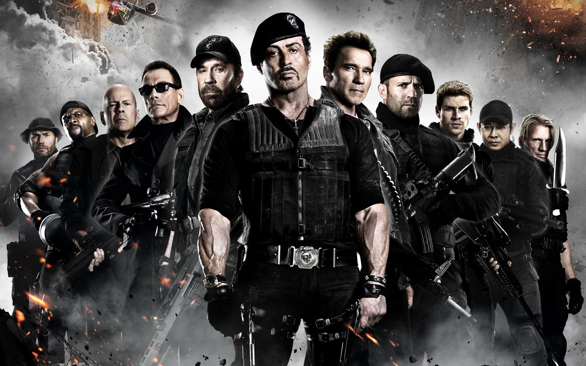 arnold, bruce, chuck, expendables, jason, jet, movies, norris