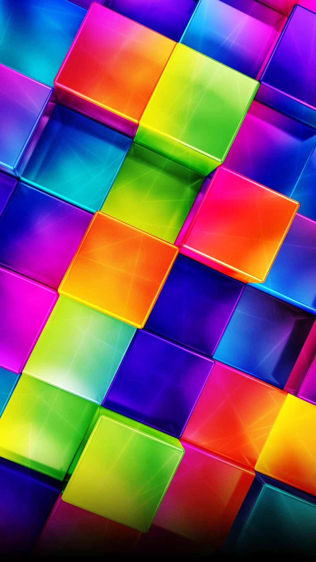 3D Colorful Geometric, multicolored blocks digital wallpaper