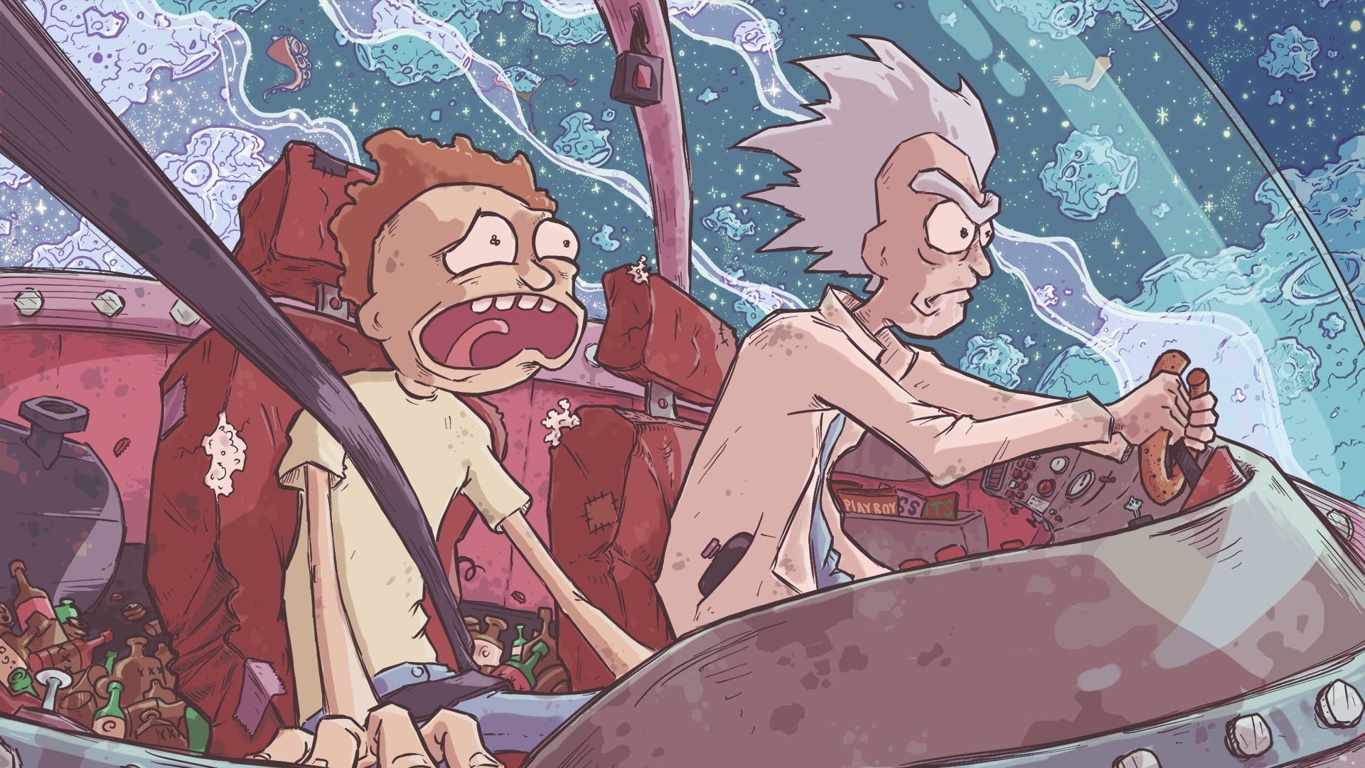 Rick and Morty wallpaper, Rick Sanchez, Morty Smith, illustration