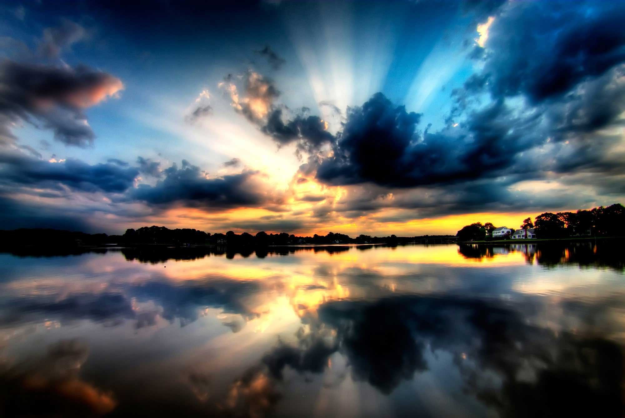 reflection, sky, cloud - sky, water, scenics - nature, sunset
