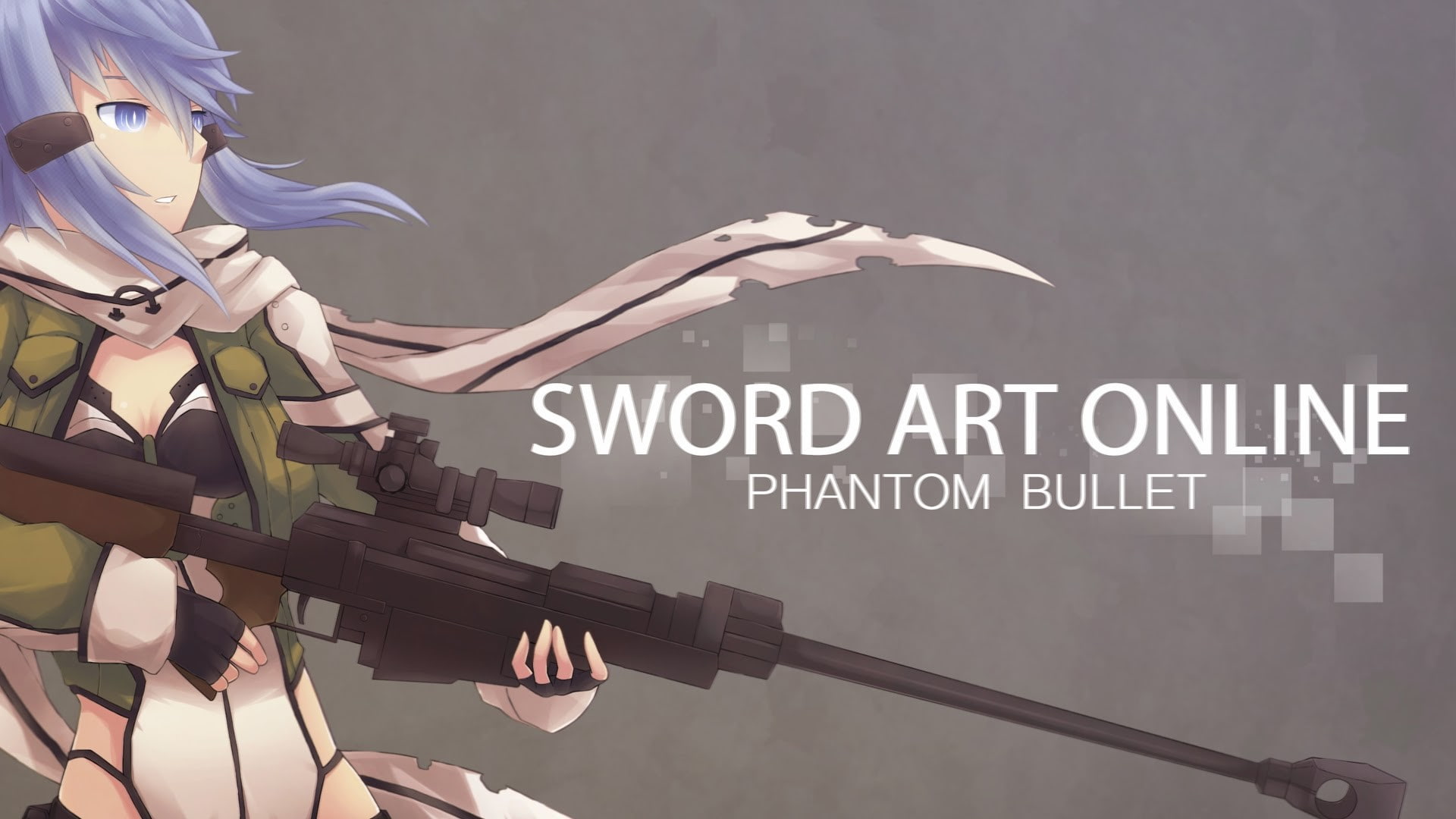sword art online sniper rifle phantom bullet, text, communication