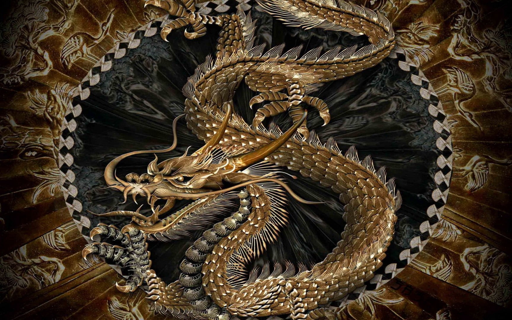 gold and silver dragon illustration, chinese dragon, animal themes