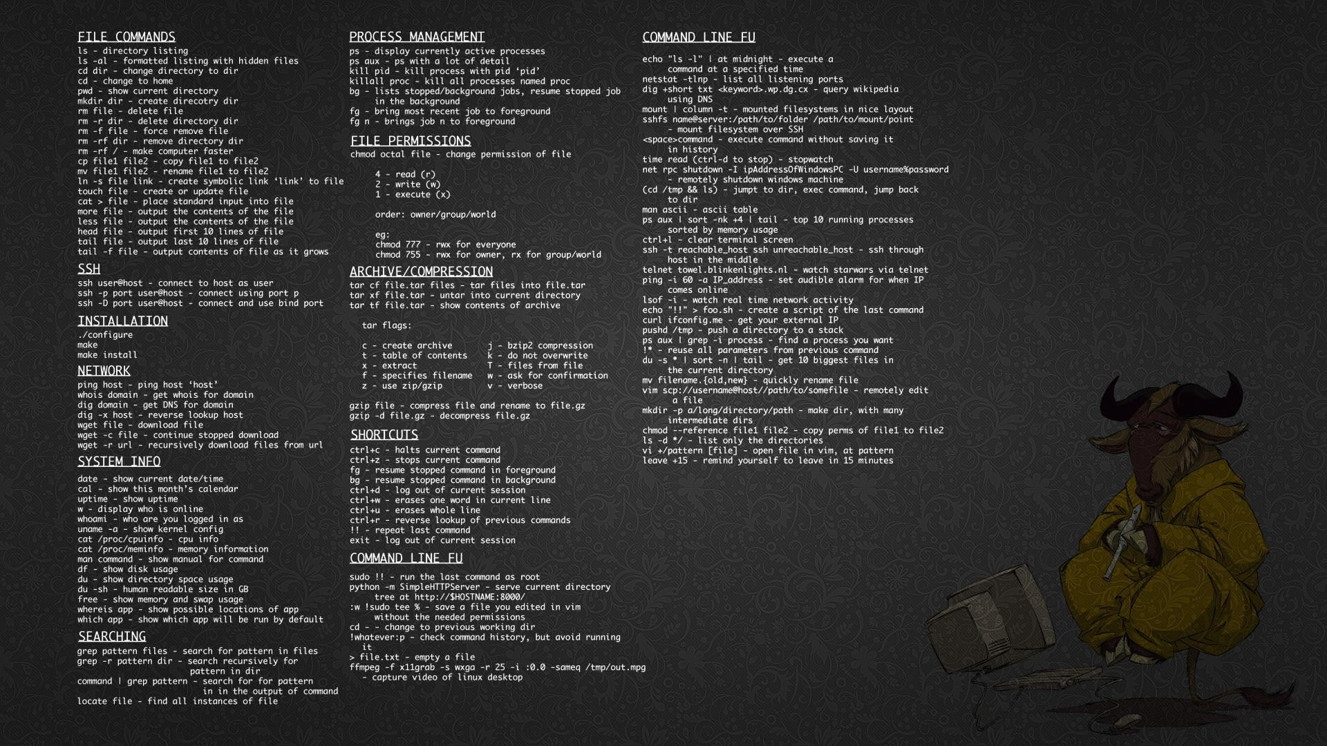 Linux, command lines, GNU, dark