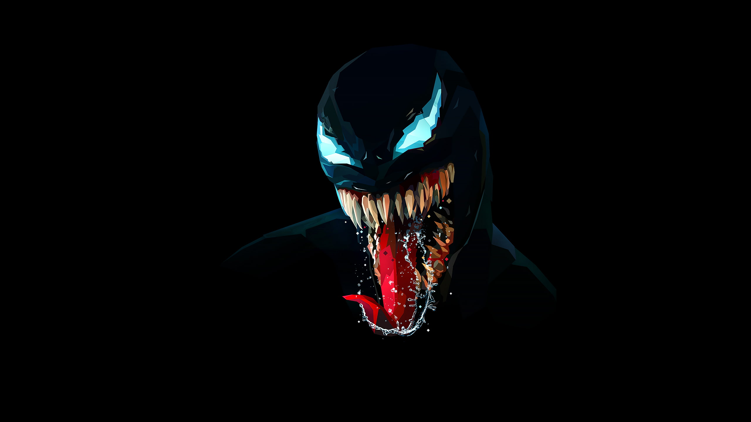 Dark background, Artwork, Venom, Minimal, Black