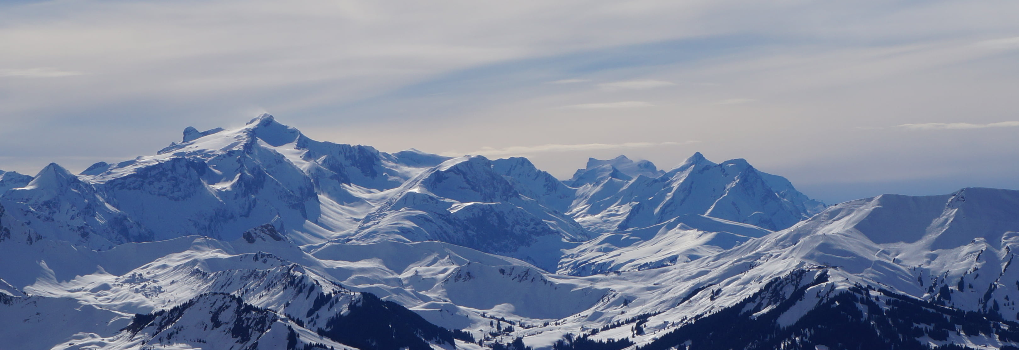 mountain top, snow, mountains, nature, dual monitors, snowy mountain