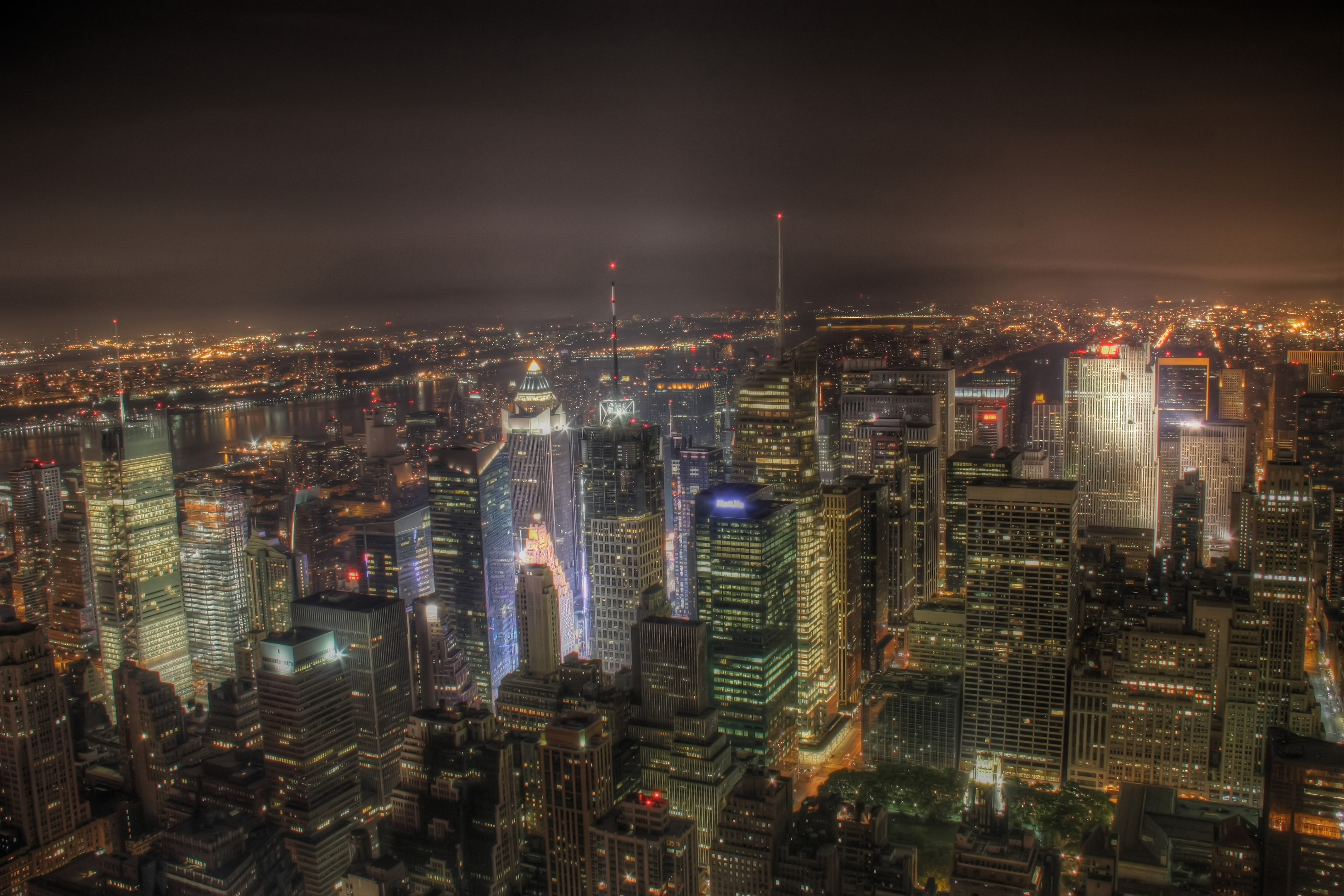 aerial photo of New York city, HDR, Times Square, Empire State Building