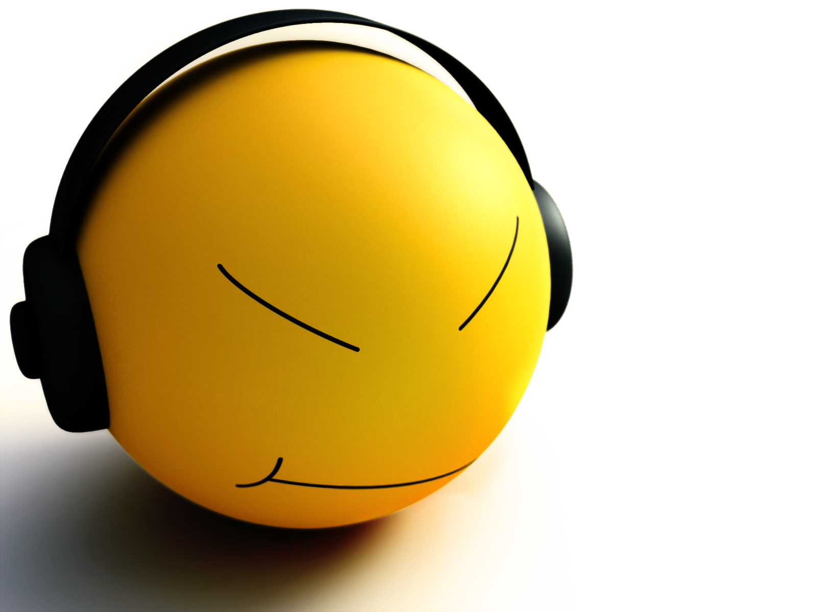 Smiley Listen Music HD, emoji clip art, abstract, 3d