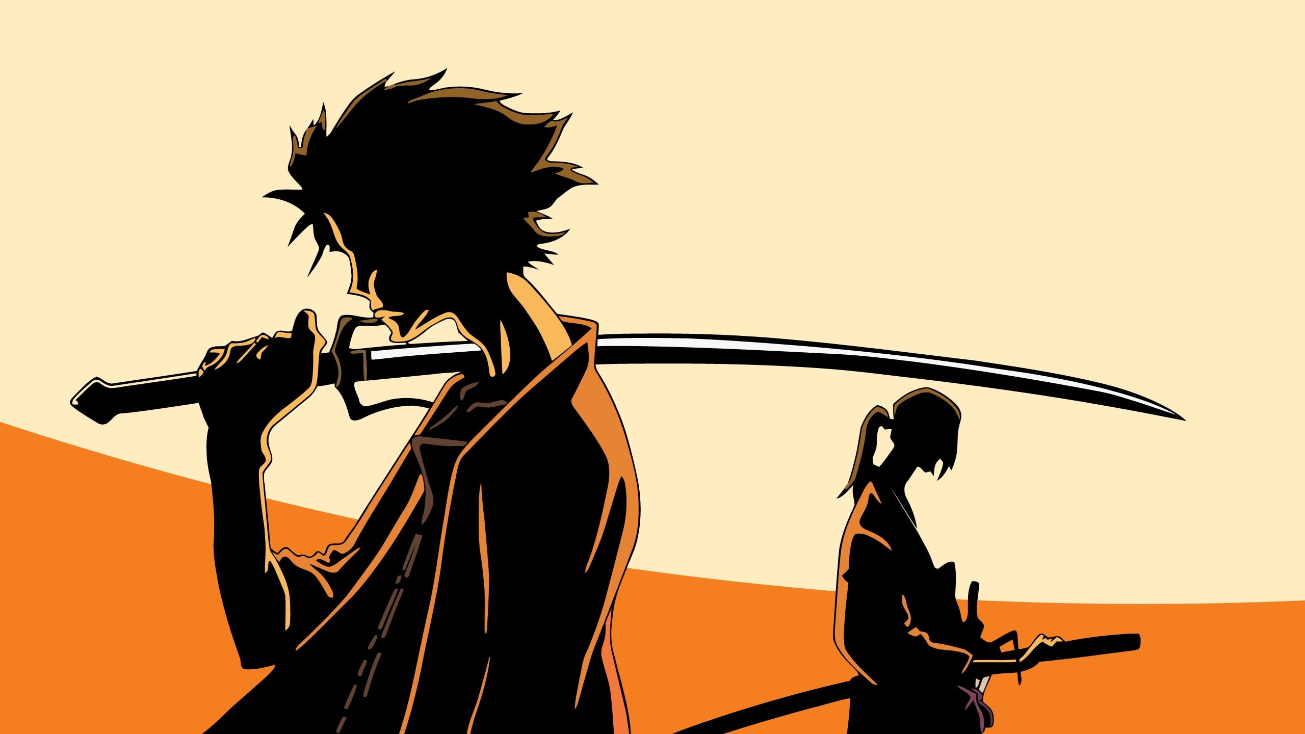 samurai champloo, silhouette, real people, lifestyles, two people
