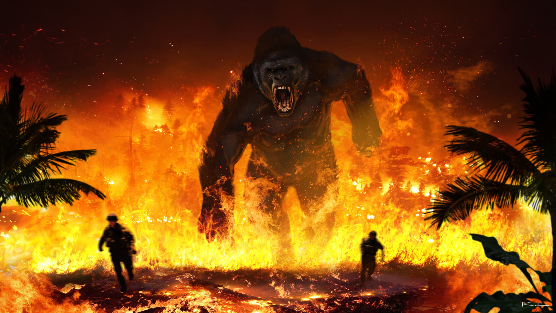 Movie, Kong: Skull Island, Fire, King Kong