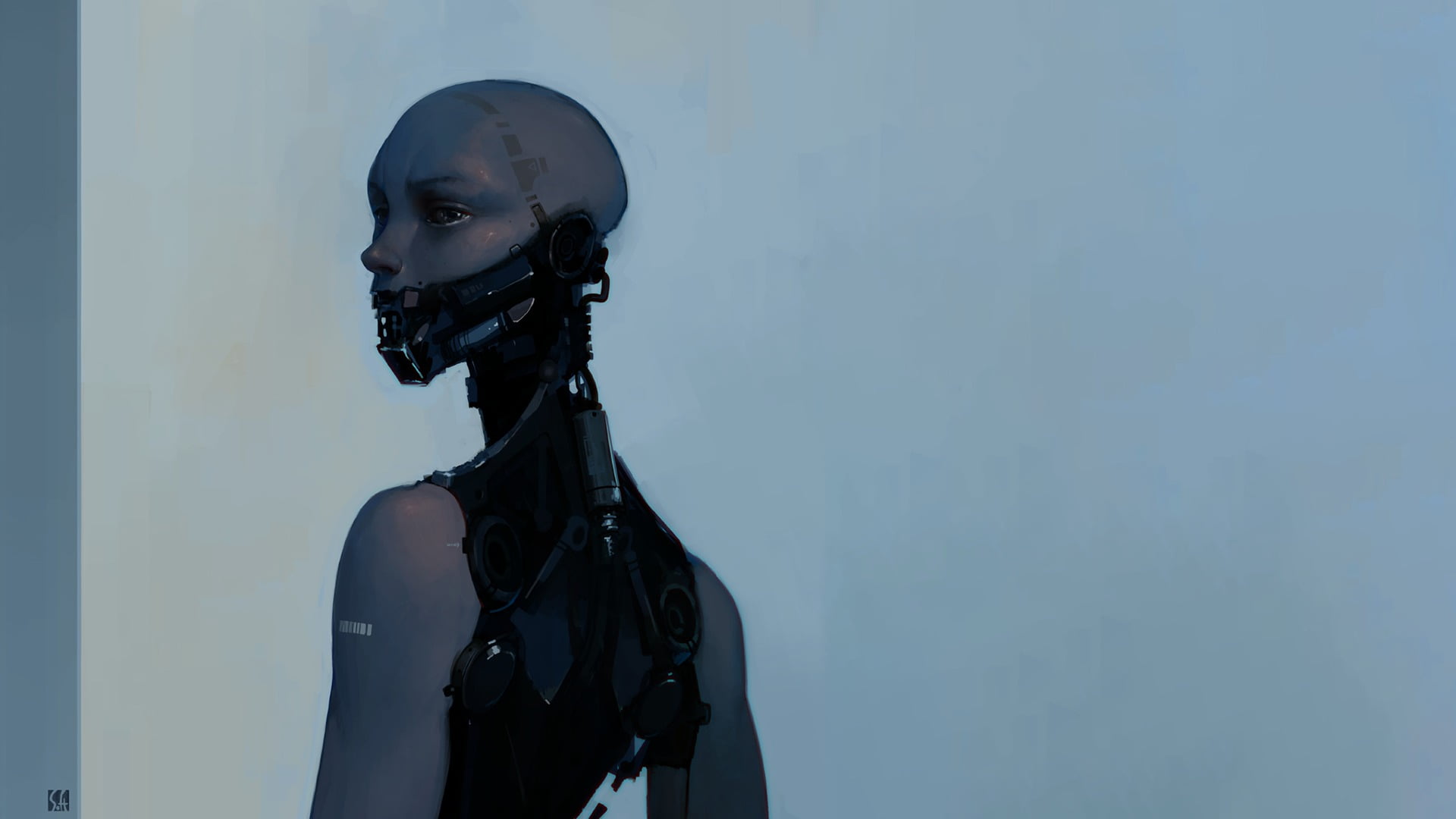 robot character wallpaper, science fiction, one person, portrait
