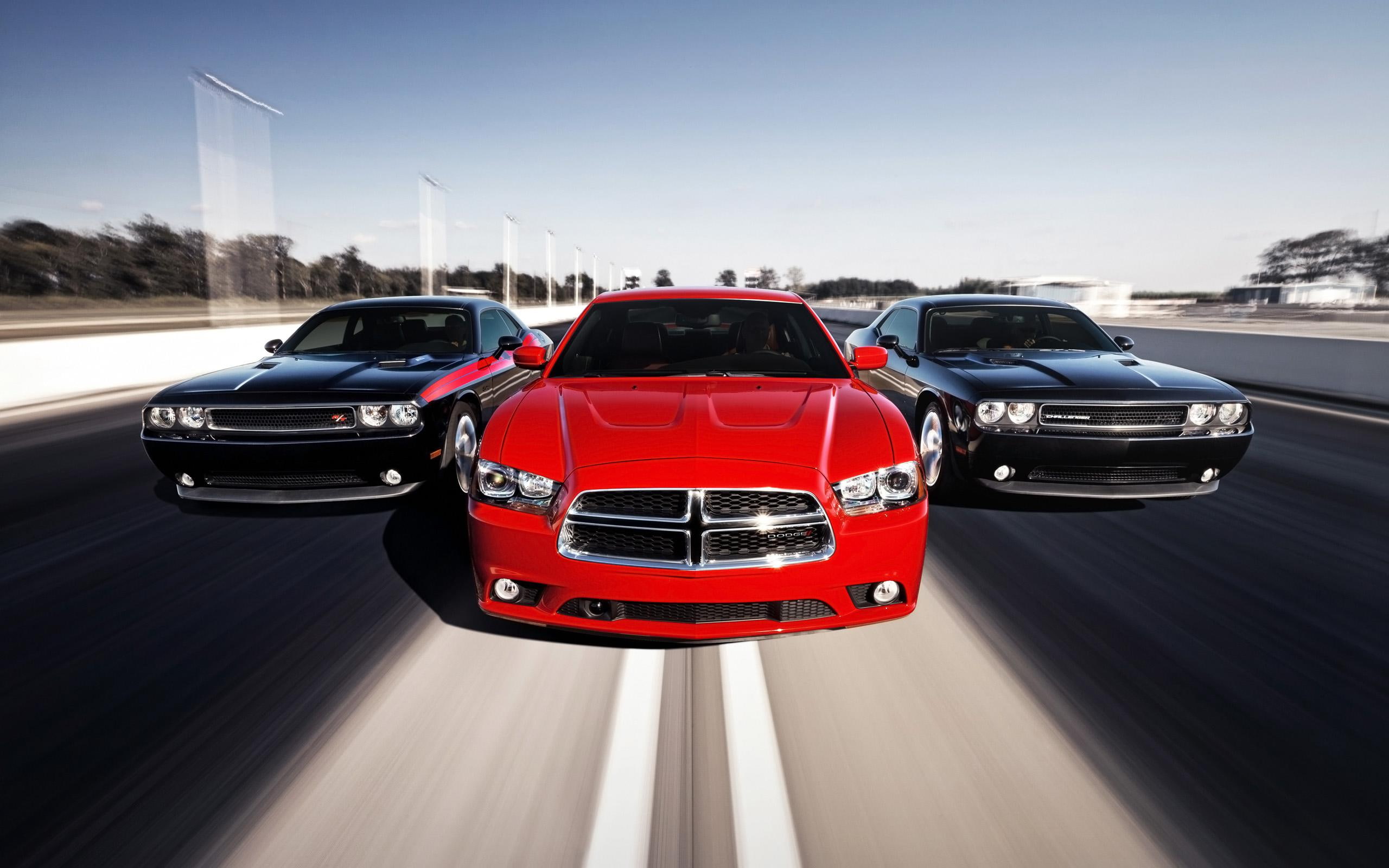 2014 Dodge Chargers, red dodge charger and 2 black dodge challengers