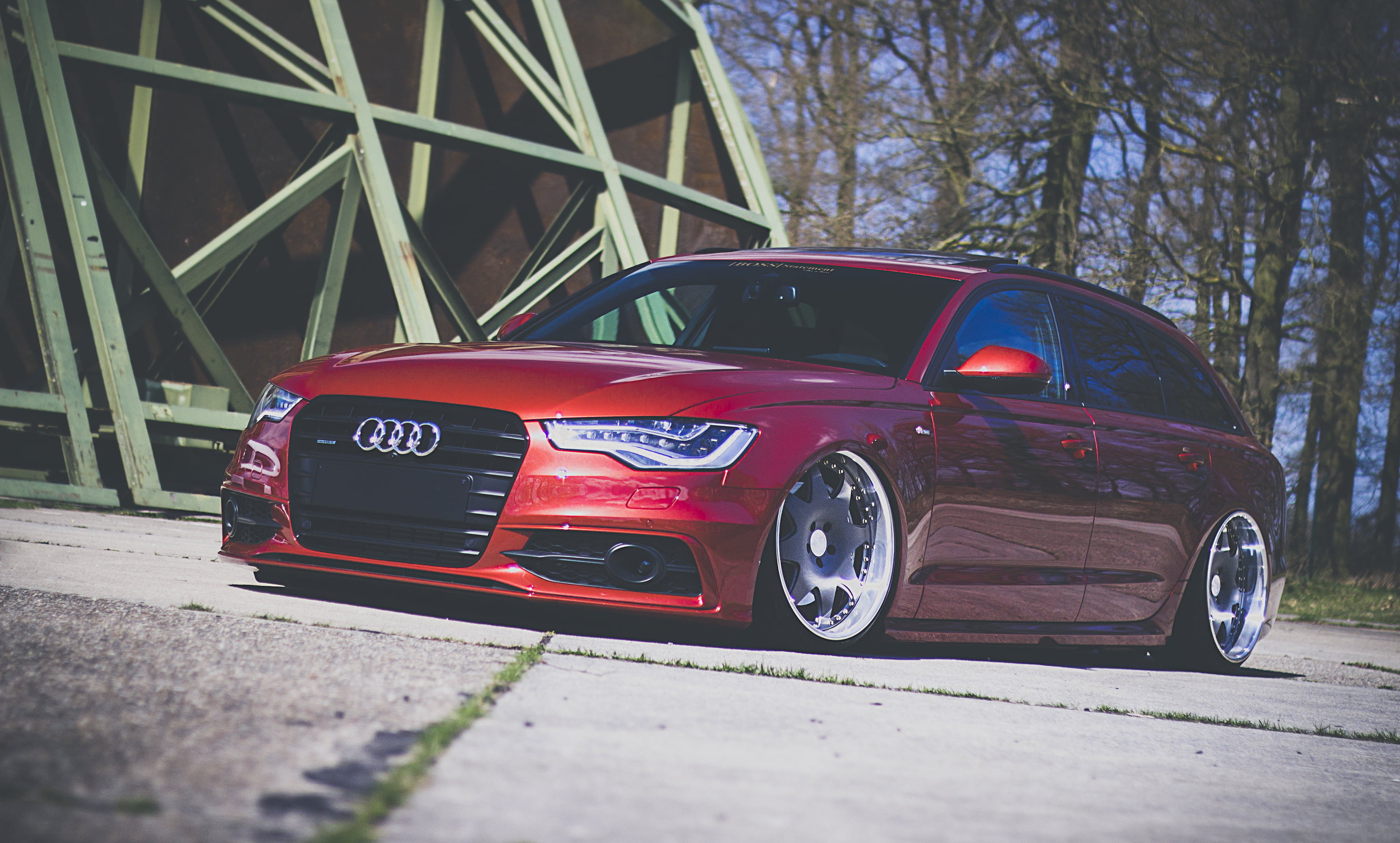 red Audi A-Series, wagon, stance, before, car, land Vehicle, sports Car