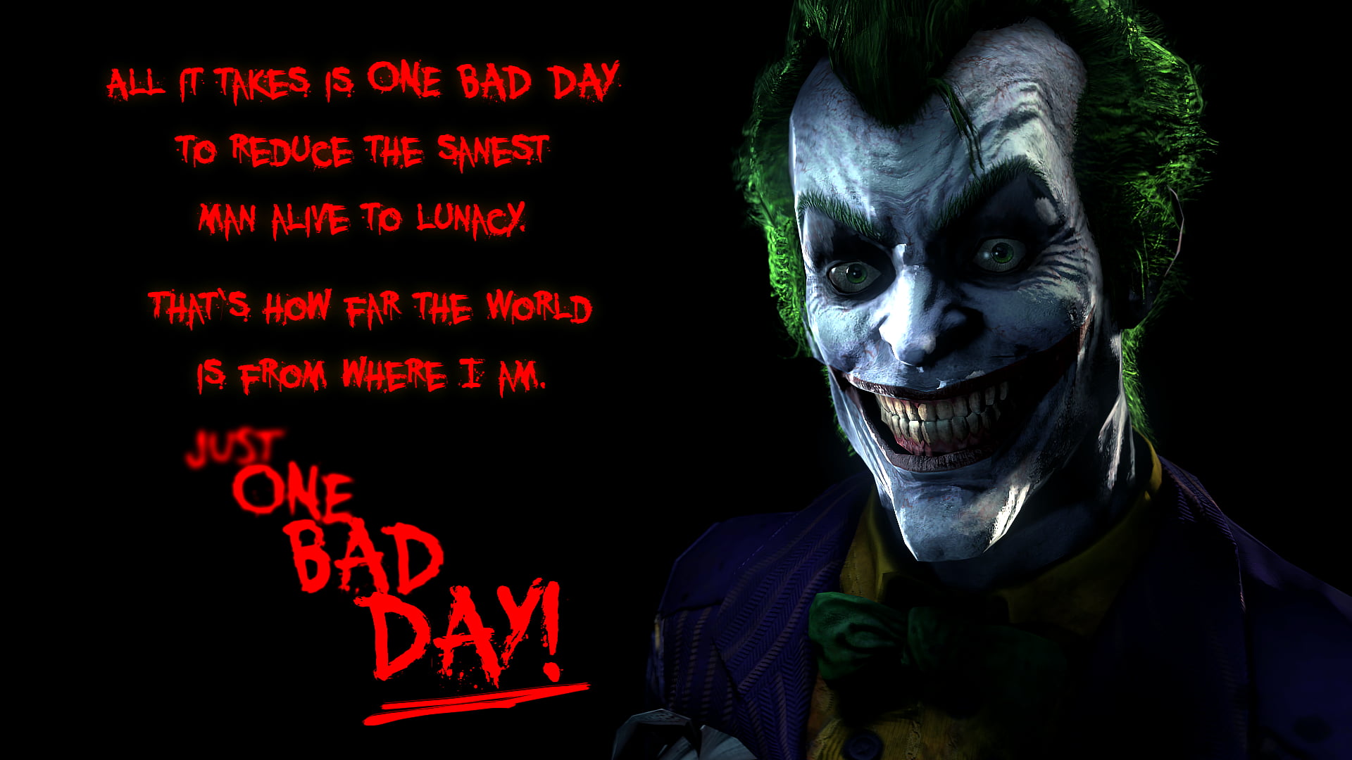 The Joker with text overlay wallpaper, headshot, portrait, illuminated