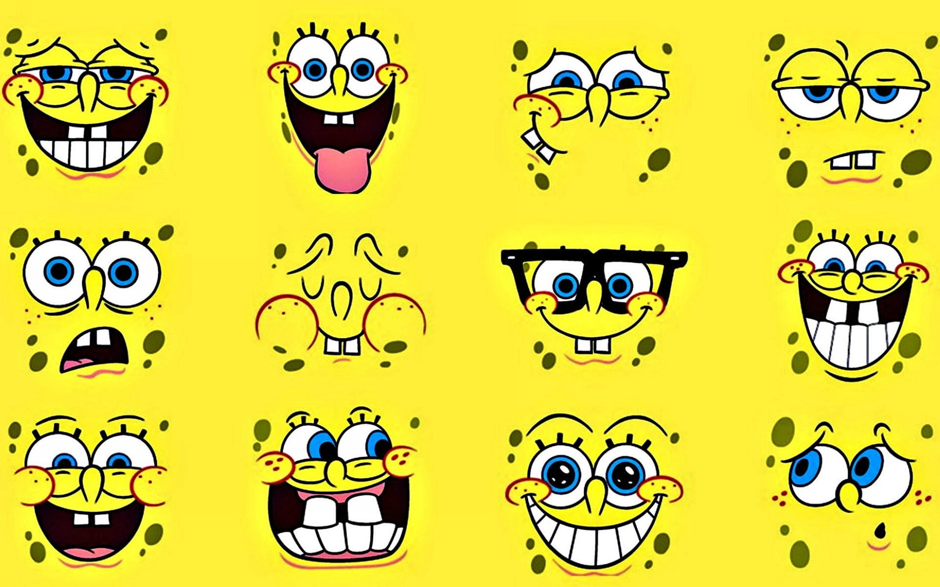 SpongeBob Cartoon Characters Design Desktop Wallpa.., SpongeBob SquarePants faces illustration