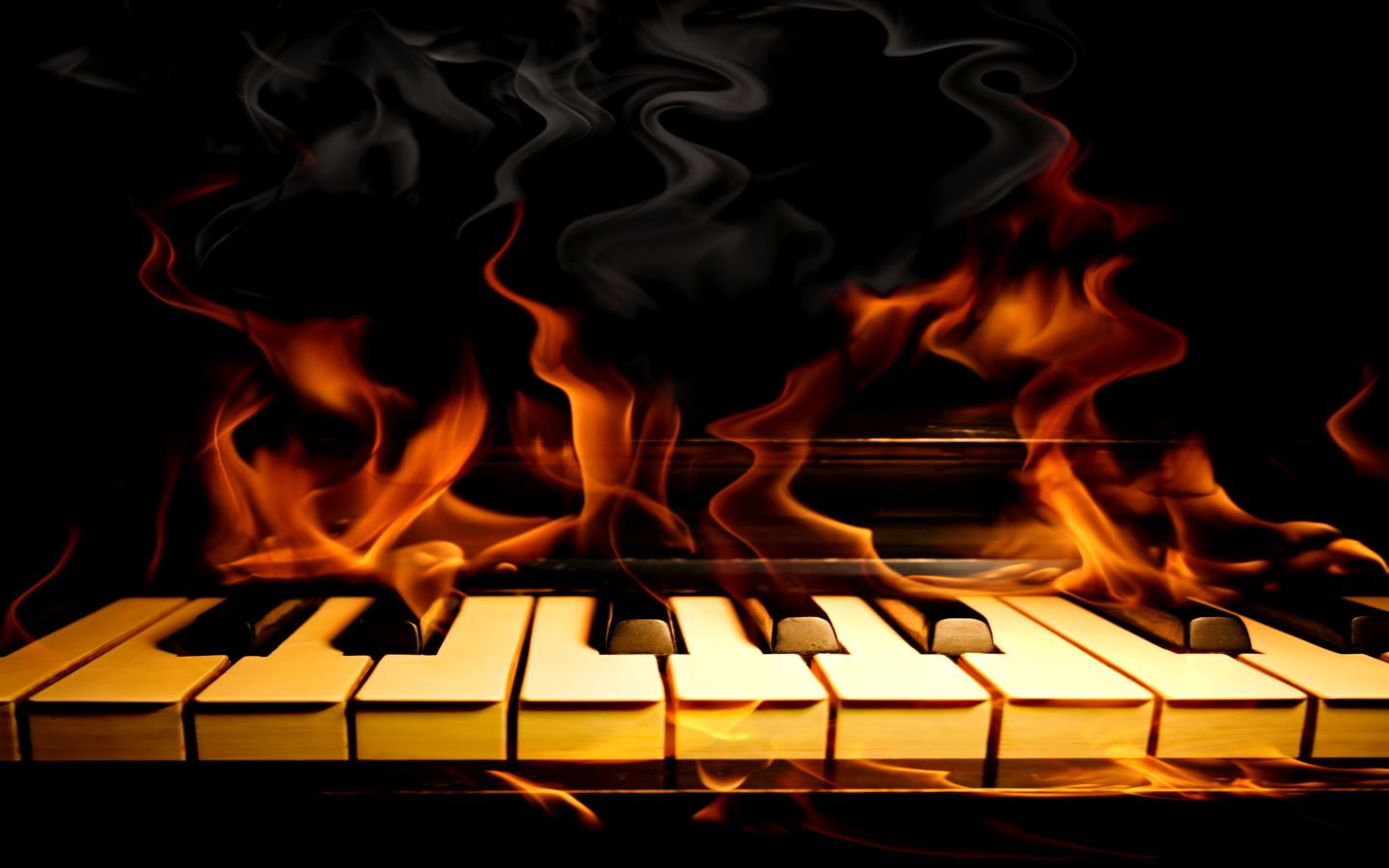 Горящее пианино. Ноты в огне. Музыкальные обои. Рояль в огне. Arena music