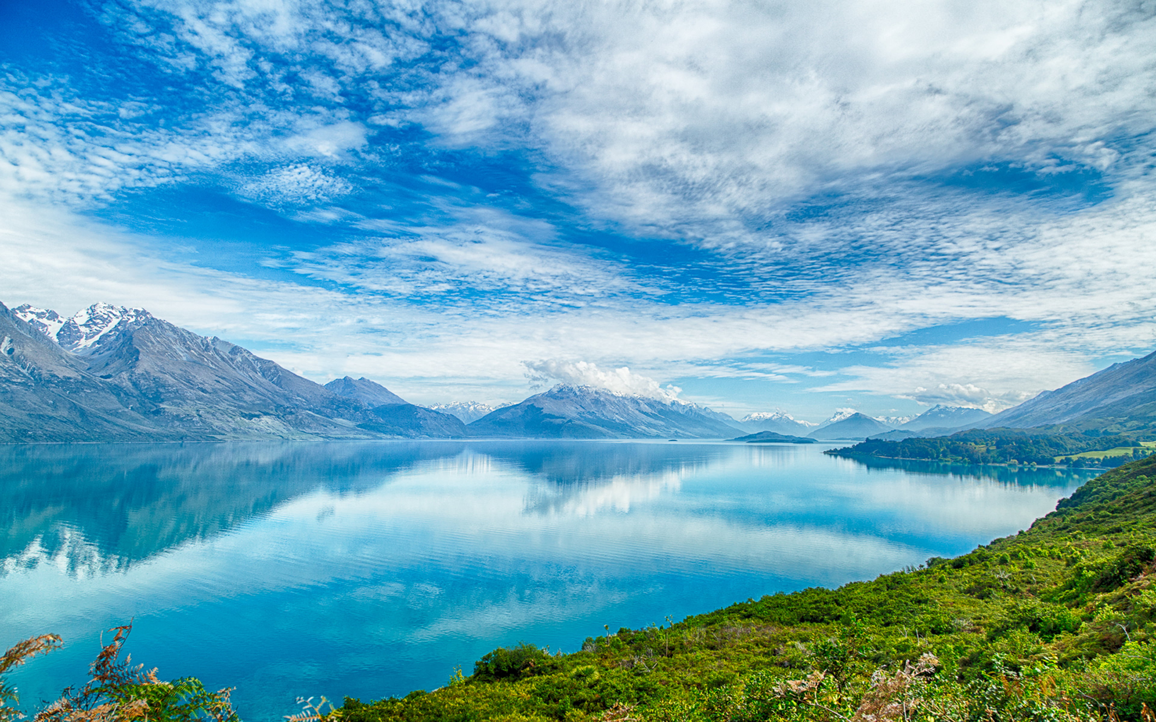 New Zealand Lake Pukaki Heavenly Blue Water, Blue Sky And White Clouds Hd Wallpaper