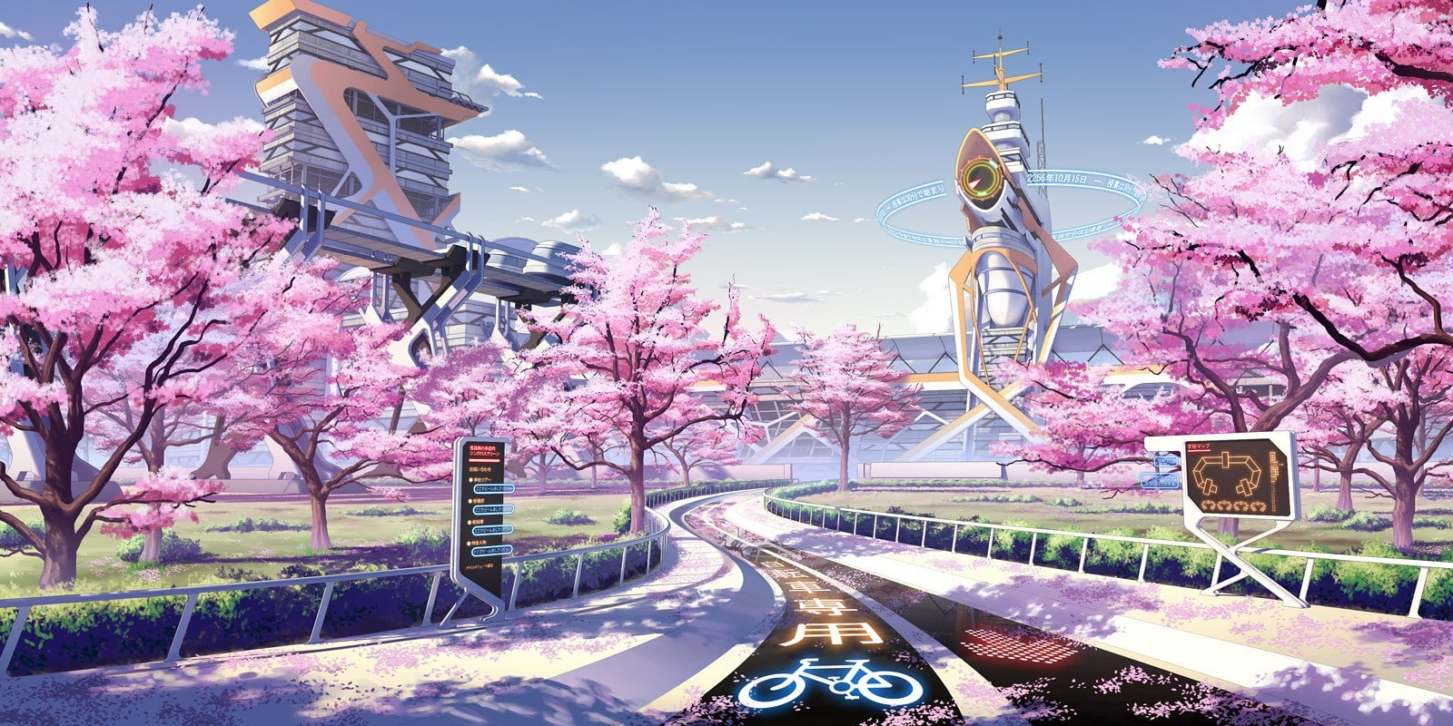 anime, cherry blossom, seasons, Culture Japan, spring, futuristic