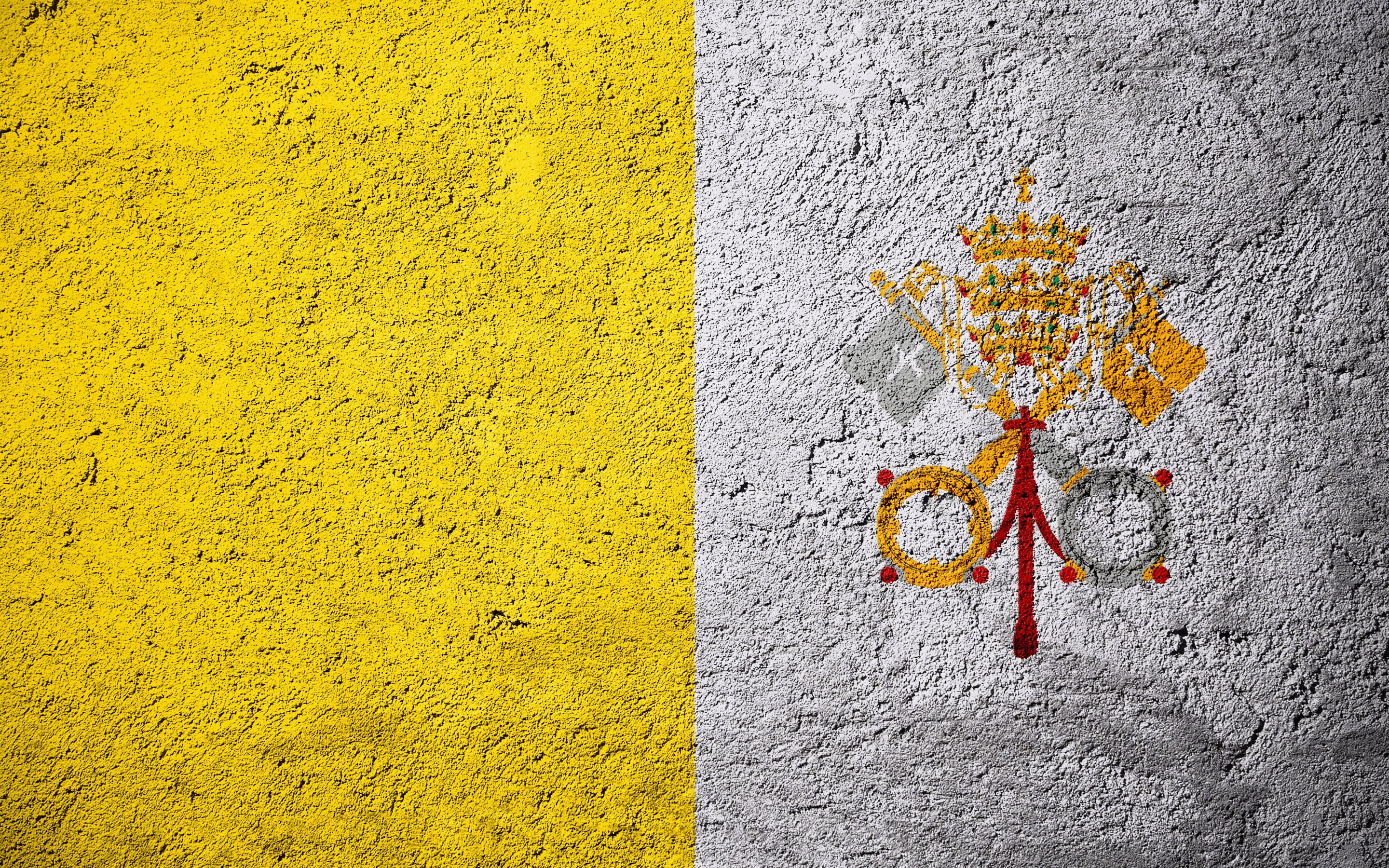 Europe, Vatican City, Stone Background, Flags On Stone, Vatican City Flag