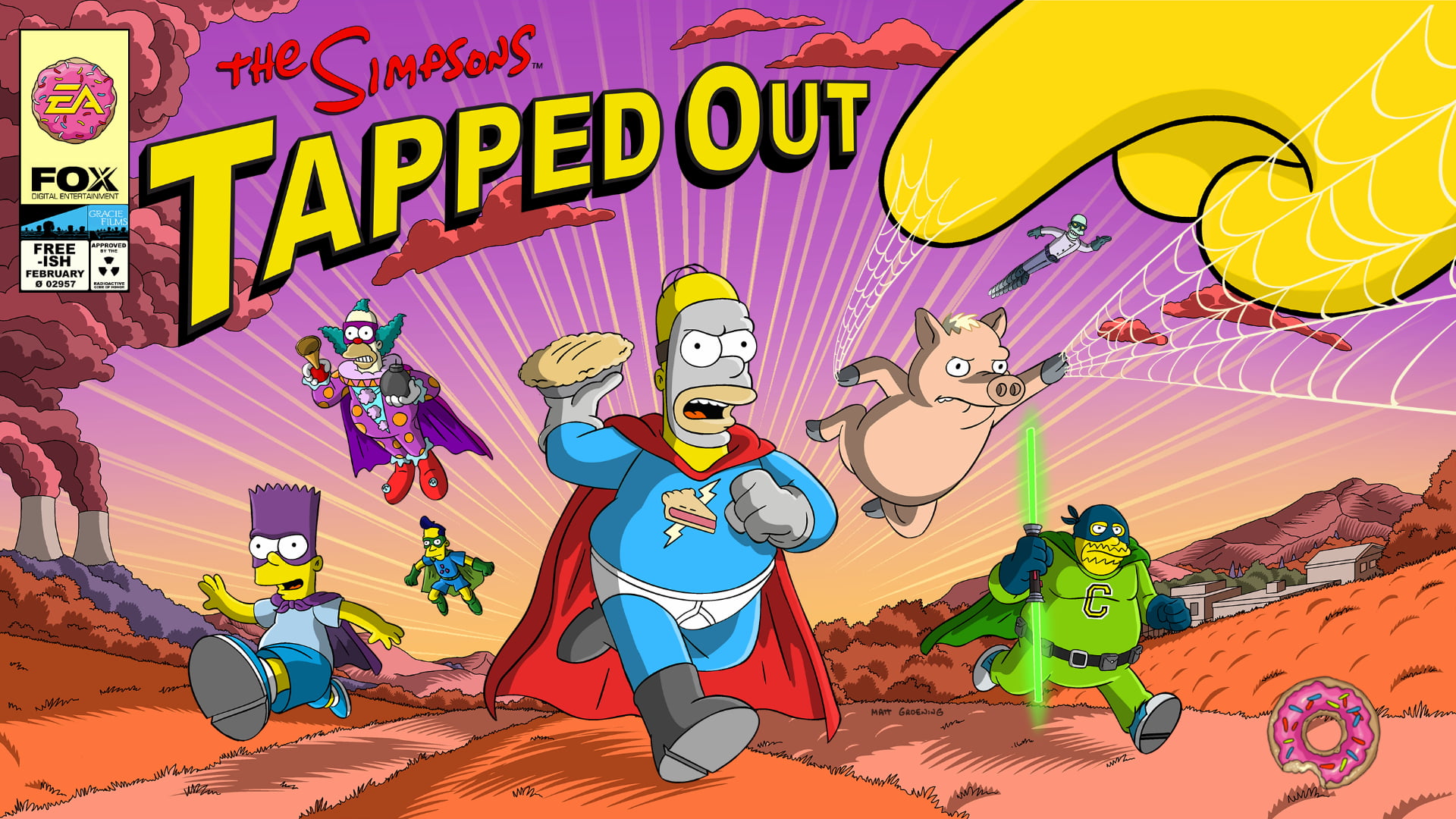 The Simpsons Tapped Out illustration, Homer Simpson, Bart Simpson