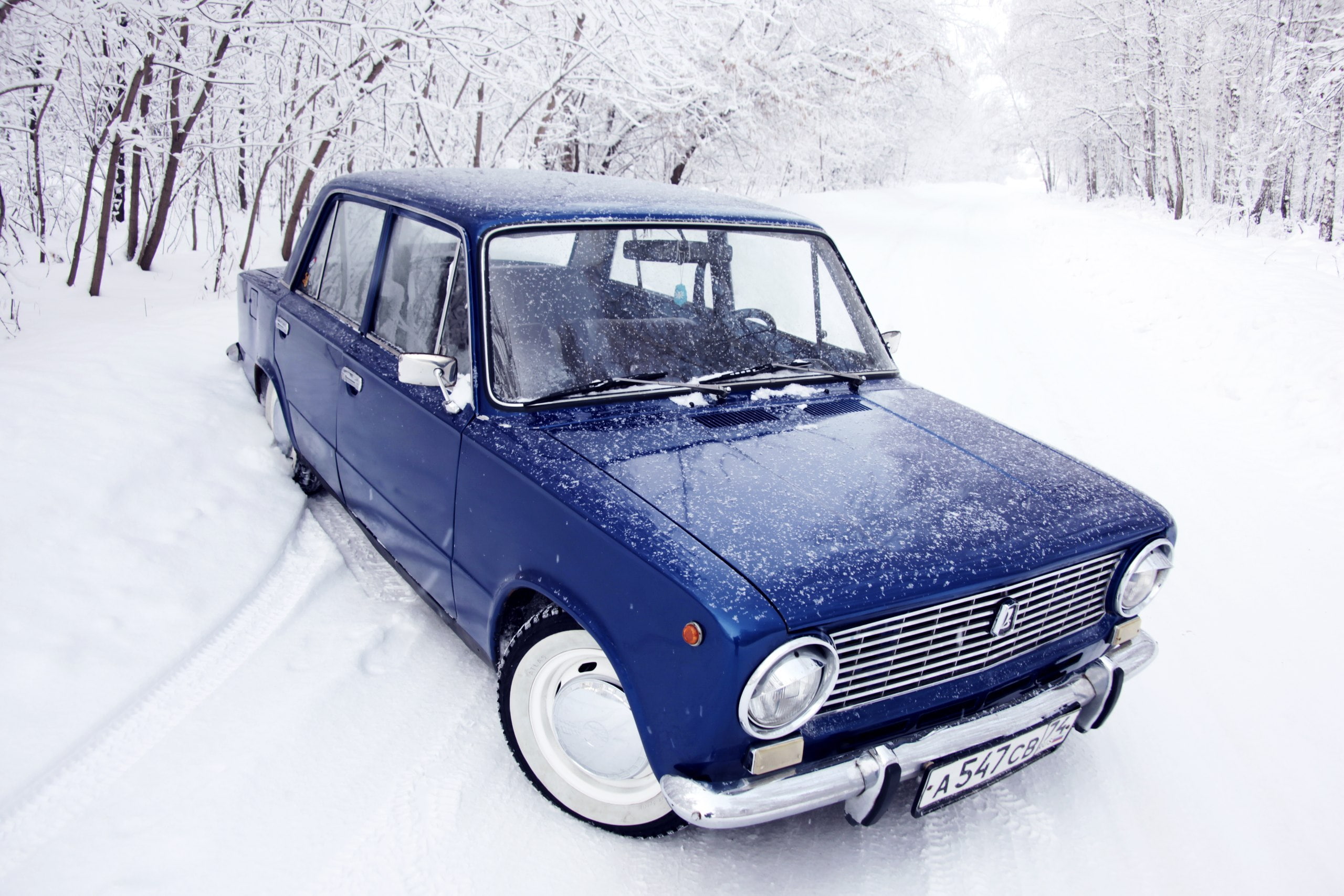 winter, forest, snow, blue, penny, classic, Lada, 2101, VAZ