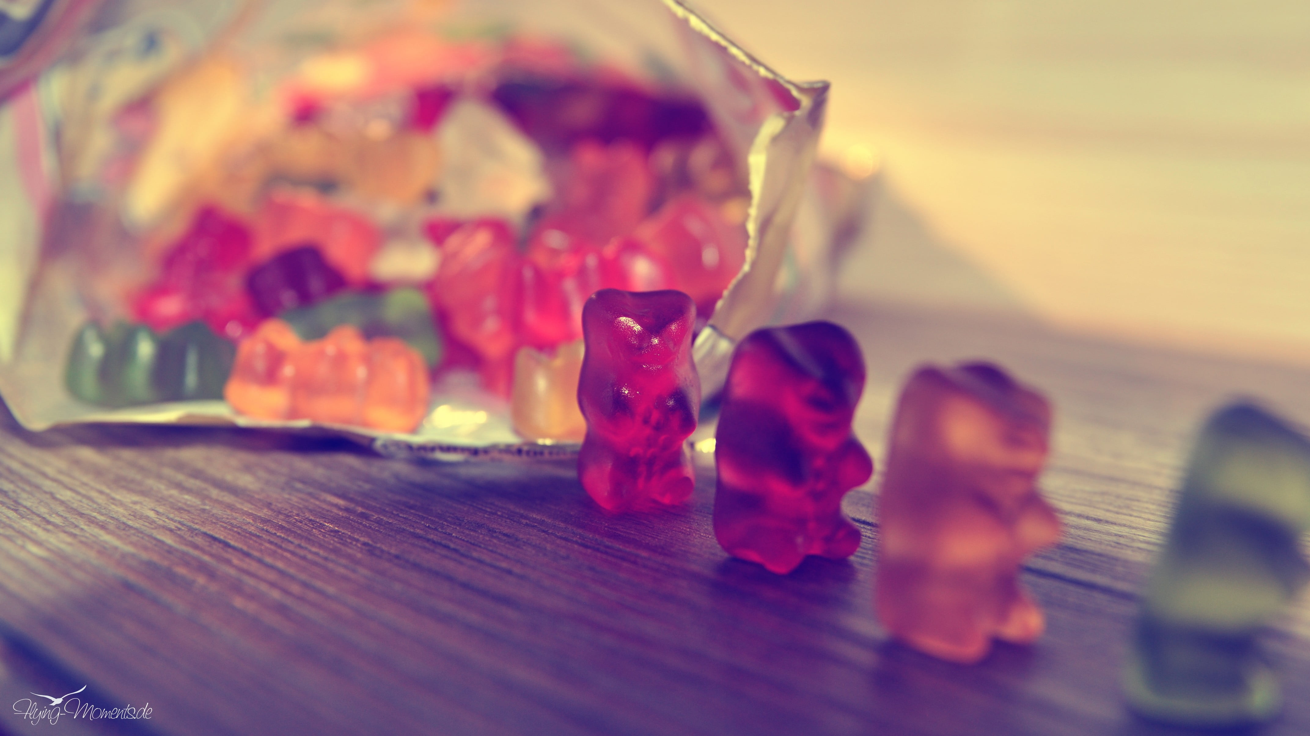 assorted gummy bears, marmalade, shape, package, table, close-up