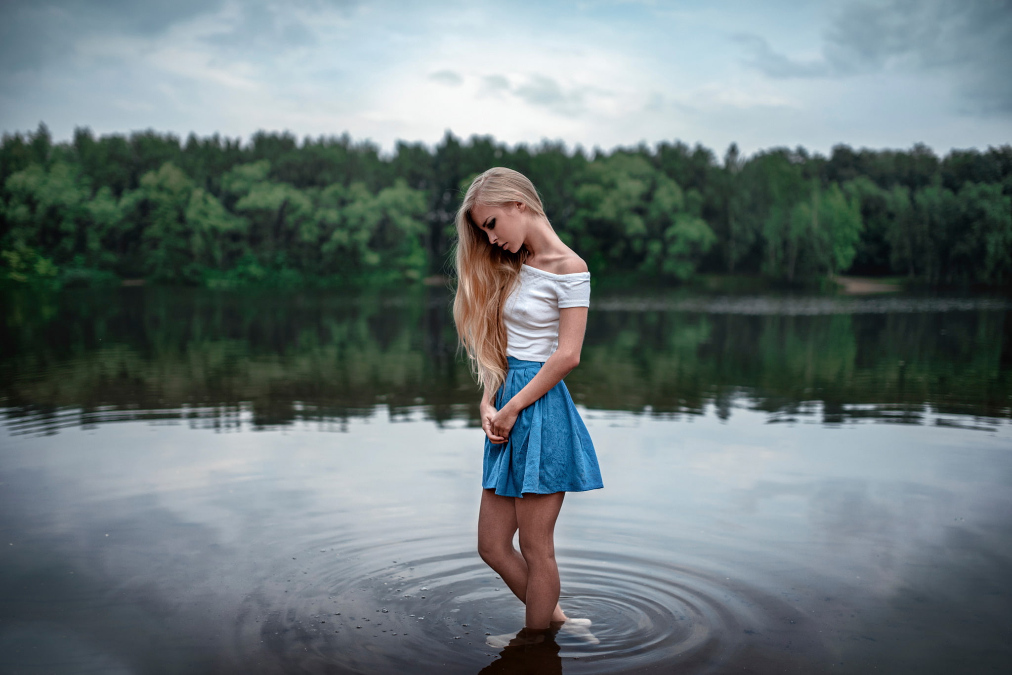 legs, the beauty, in the water, skirt, Vika, George Chernyadev