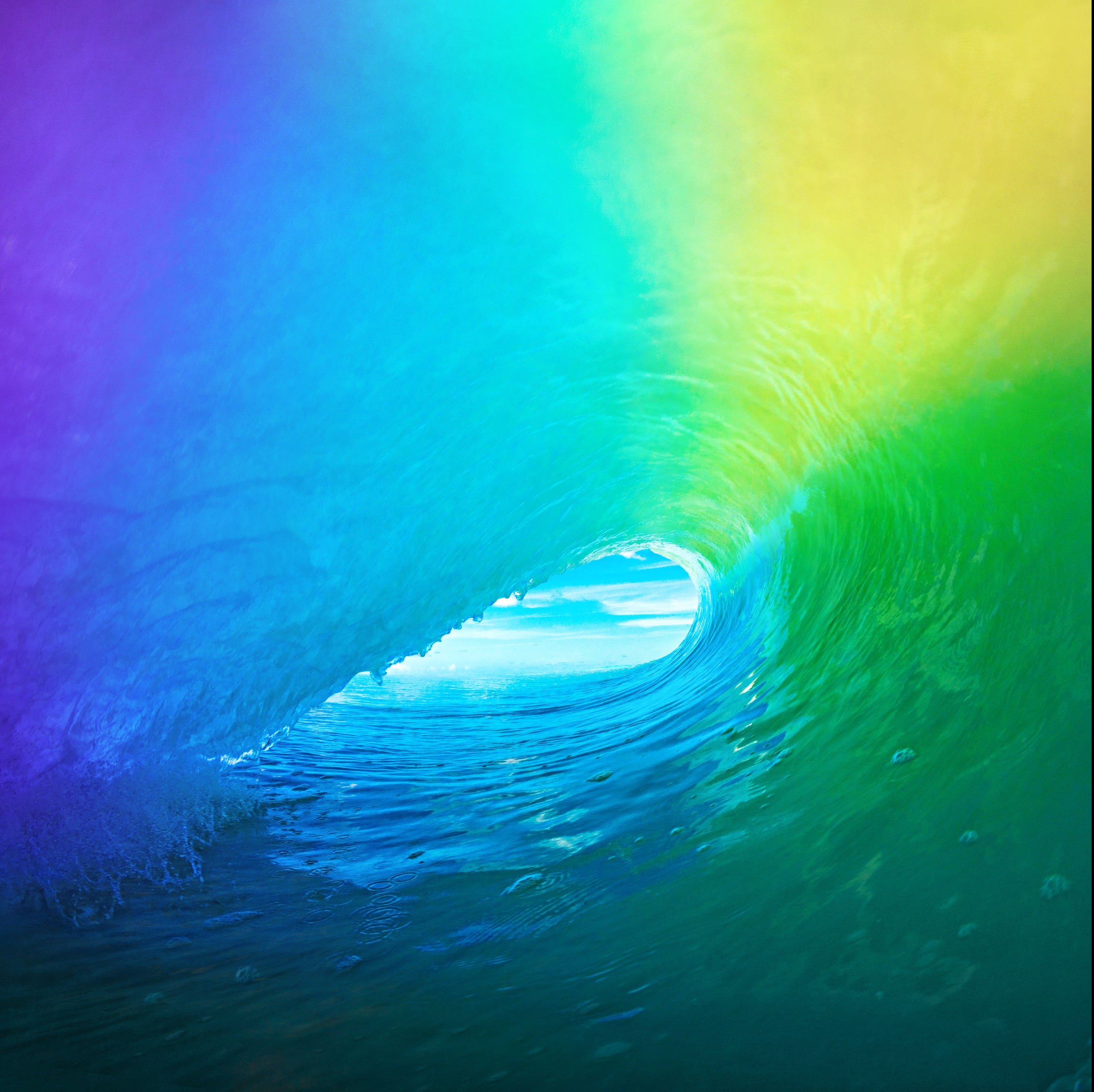 multicolored ocean wave, apple, ios, ios 9, ios beta, sea, blue