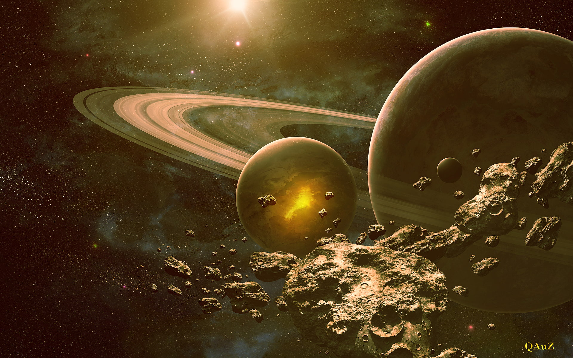 space, planet, asteroids