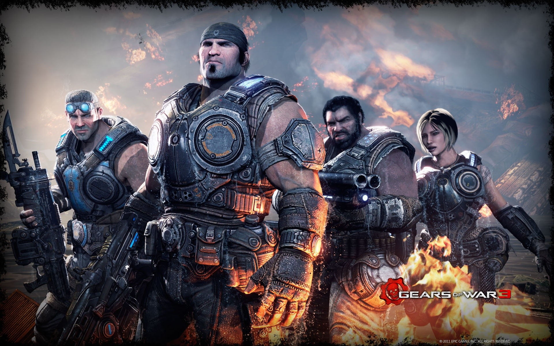 Gears of War 3 game wallpaper, young men, young adult, people