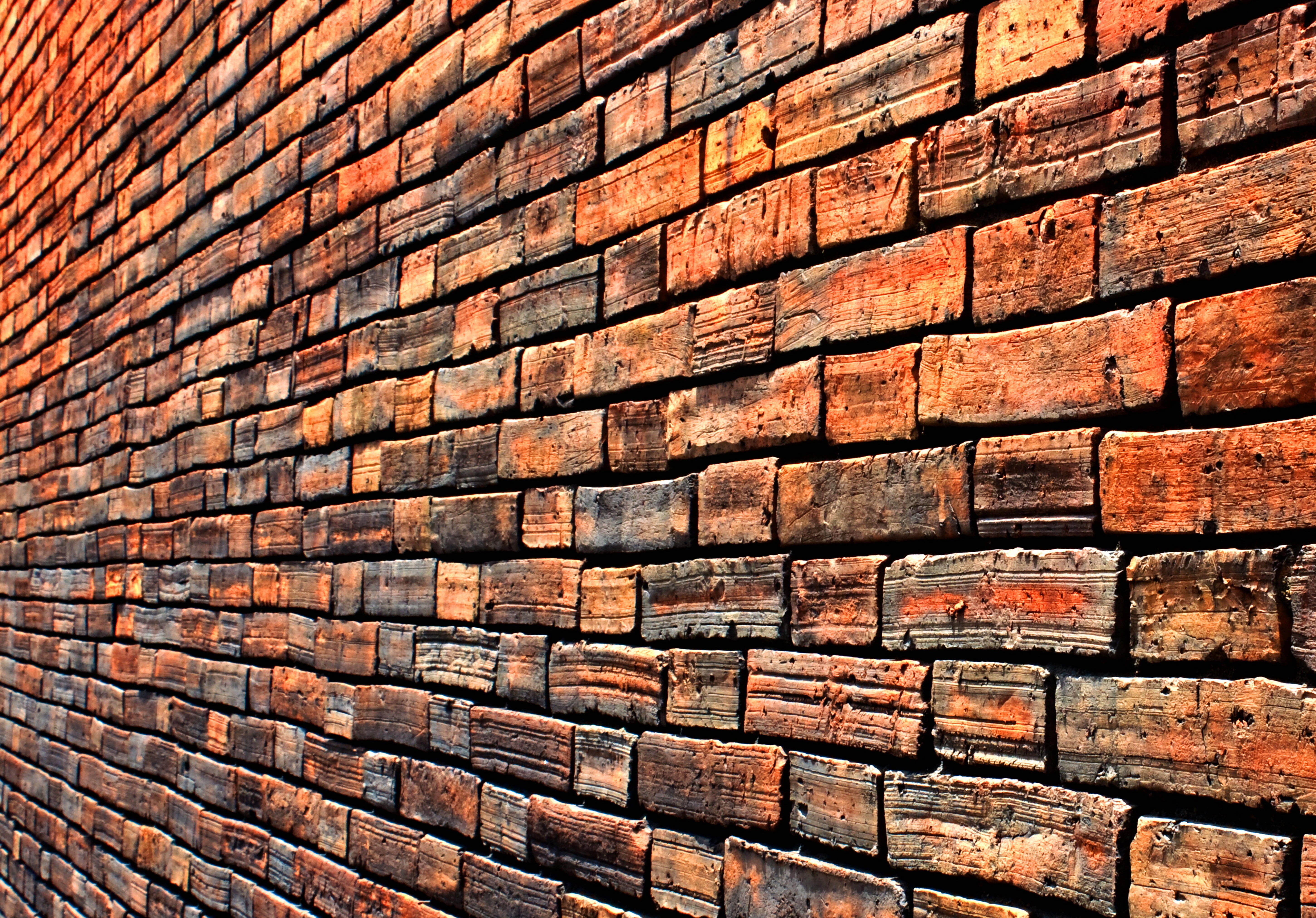 brown bricks wall, background, side, backgrounds, pattern, wall - Building Feature