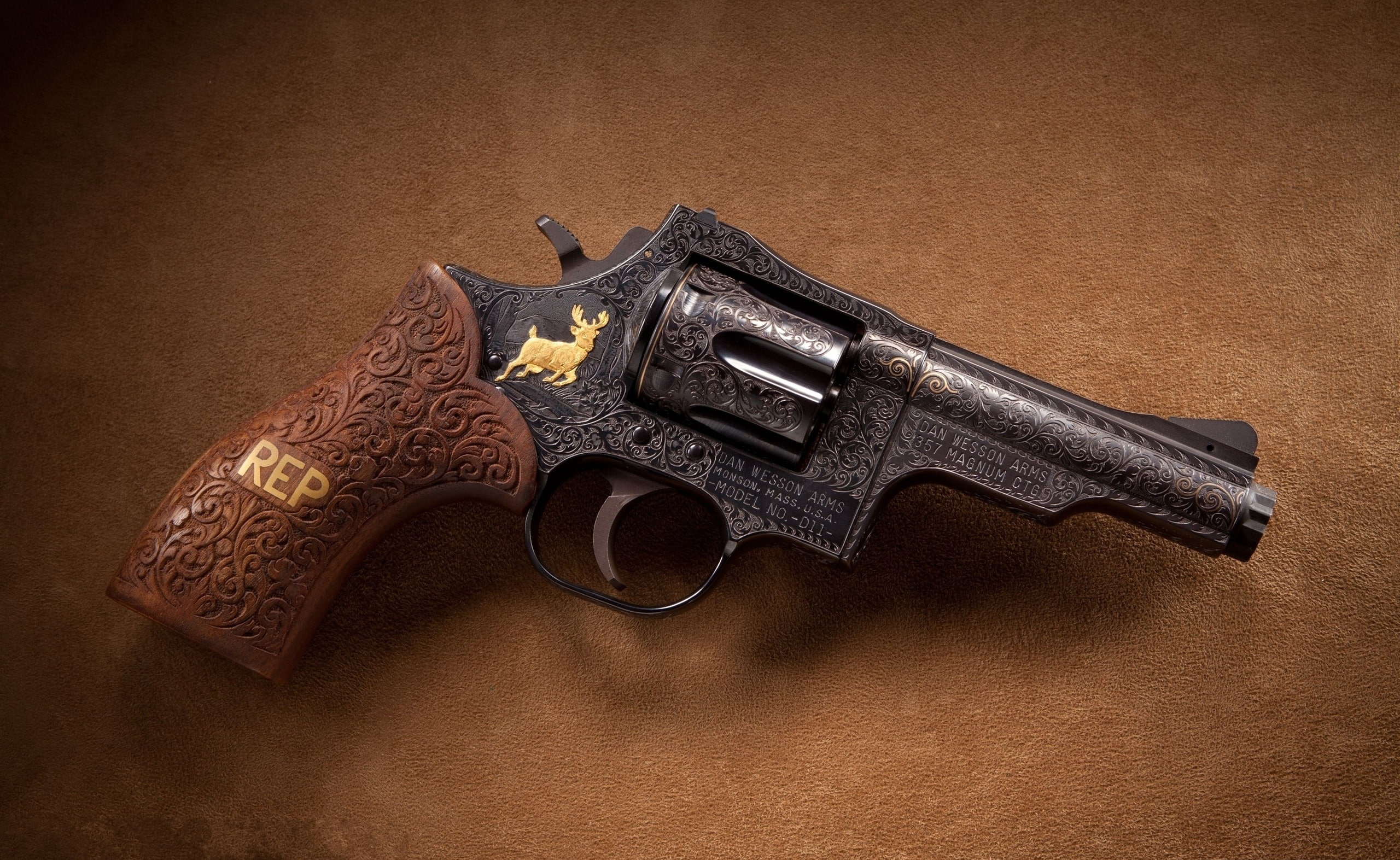 Dan Wesson, brown and black revolver pistol, Army, weapon, gun