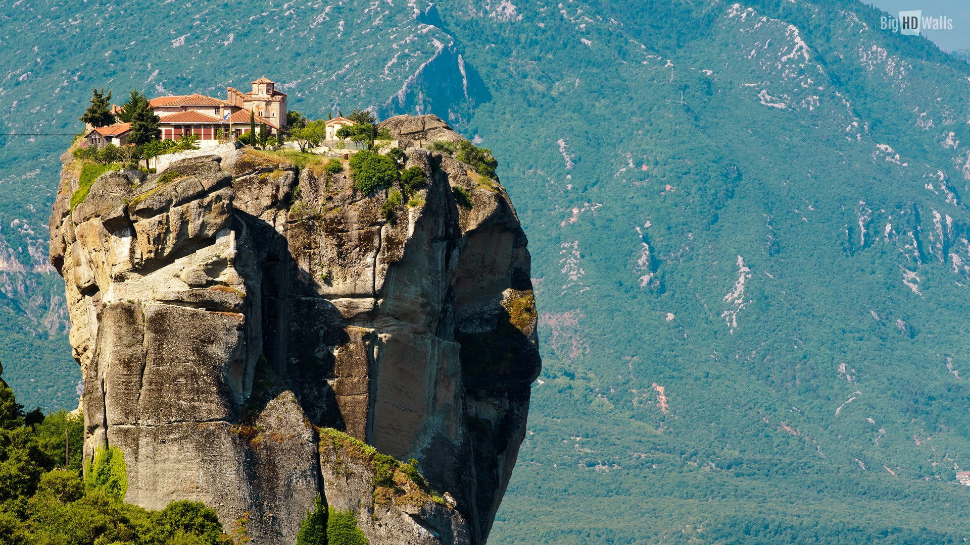 landscape, mountains, rock, building, house, nature, Meteora