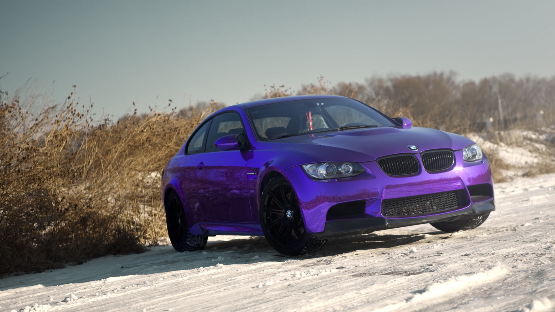 purple BMW coupe, m3, tuning, chrome, car, land Vehicle, transportation